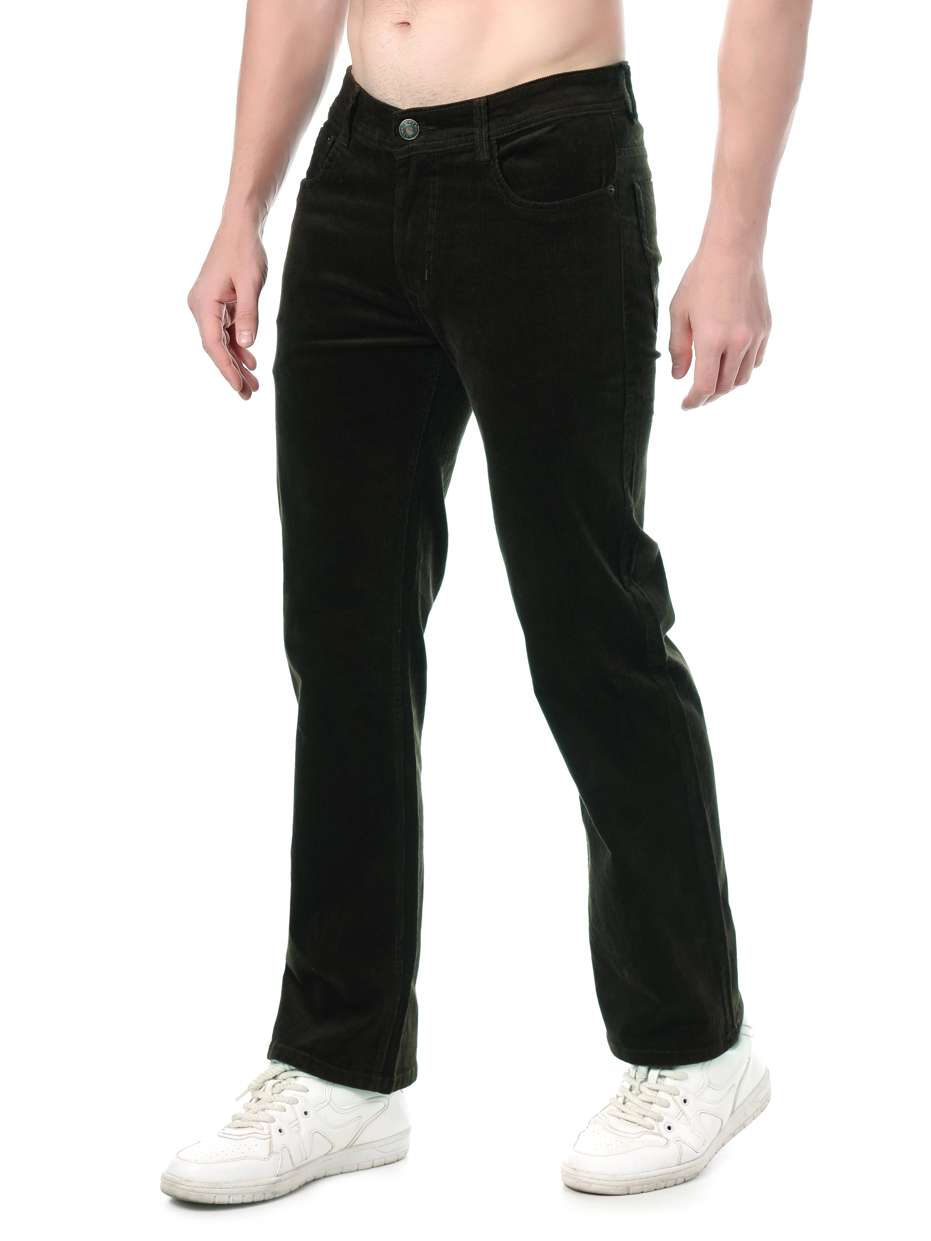 FLAKED Corduroy Straight Fit Stretchable Jeans - Woodland Olive