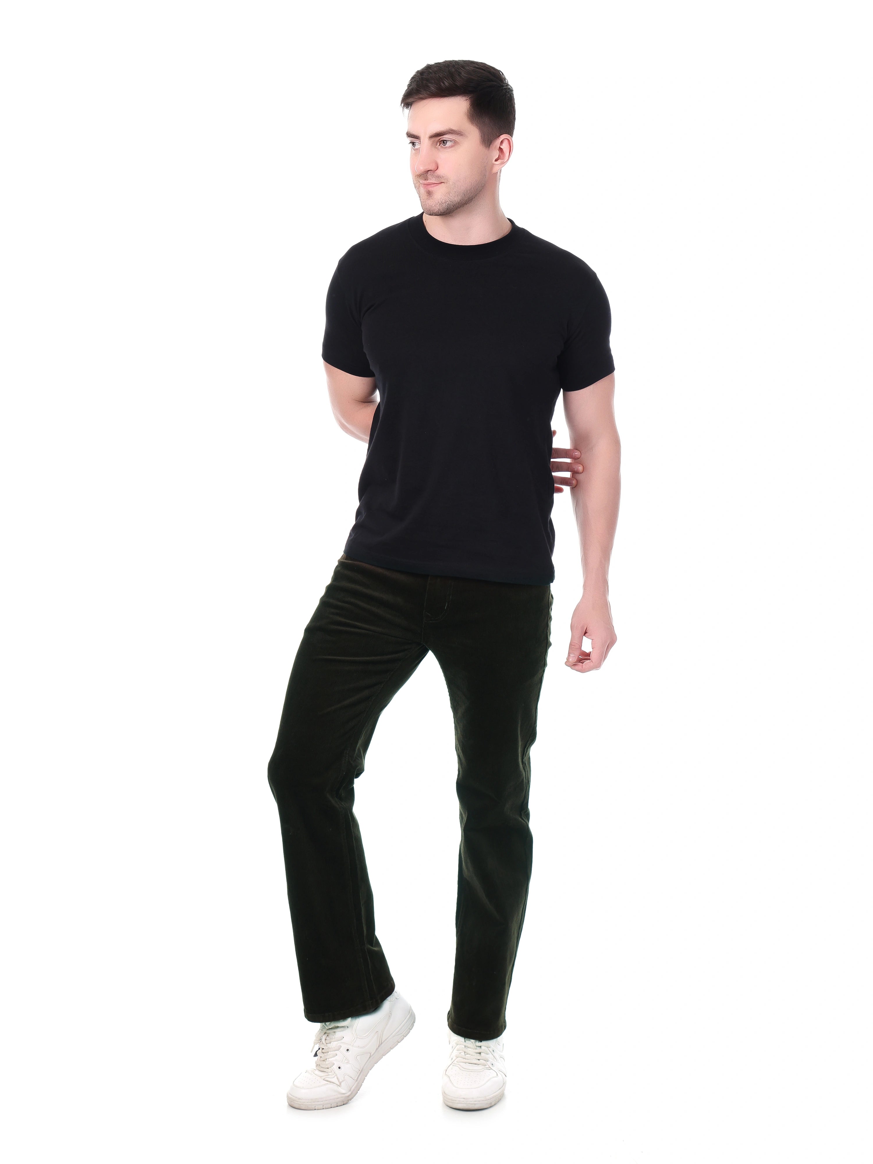 FLAKED Corduroy Straight Fit Stretchable Jeans - Woodland Olive