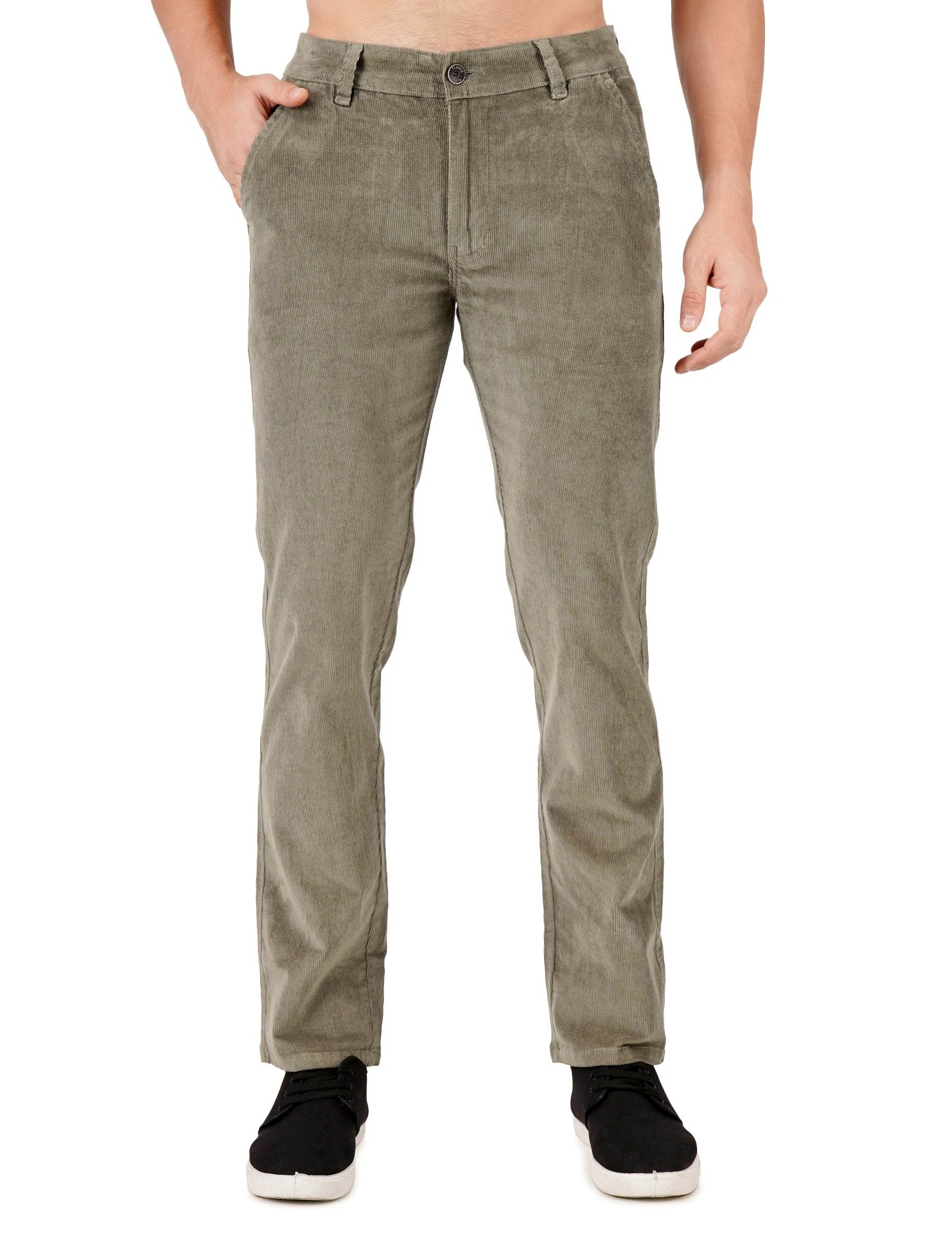 Corduroy Regular Fit Stretchable Trouser – Ash Grey - Flaked