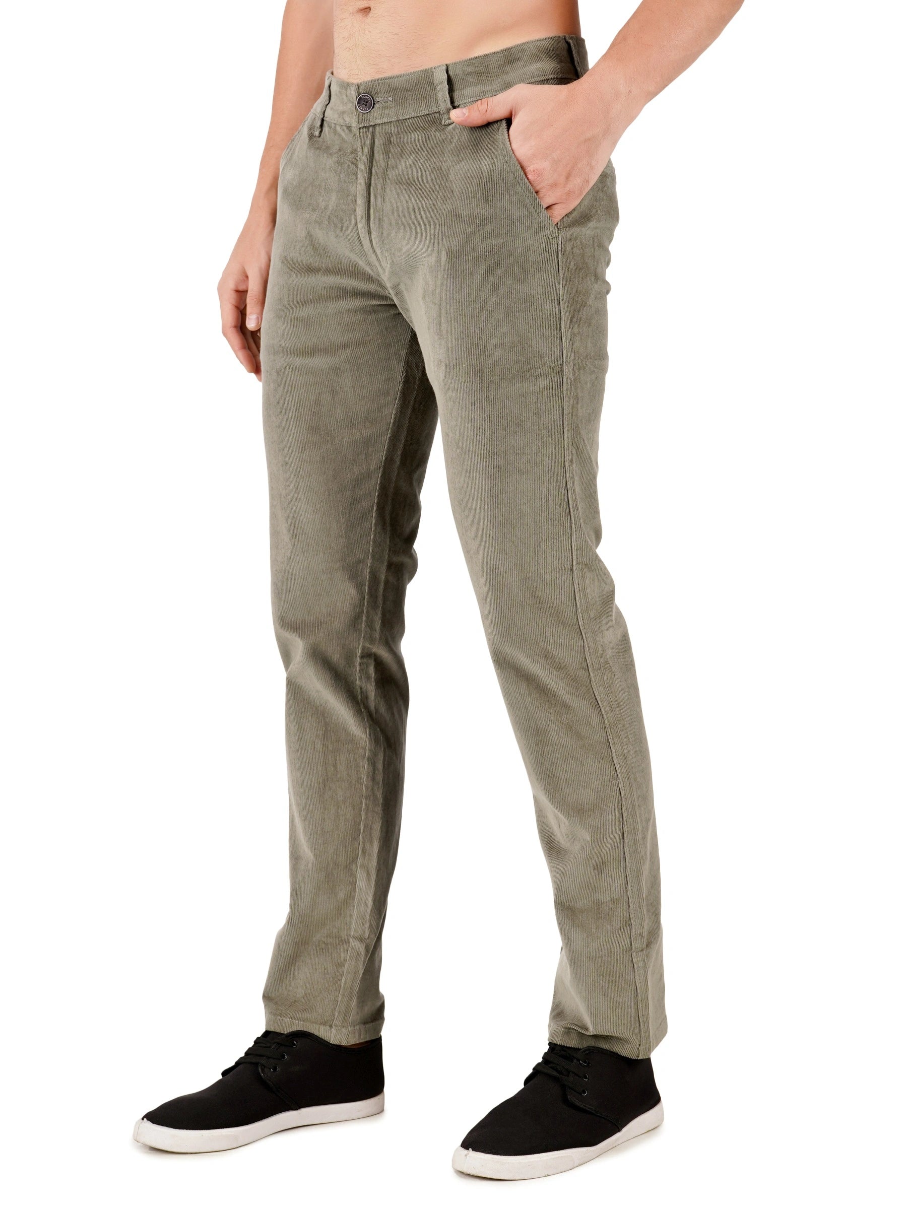 Corduroy Regular Fit Stretchable Trouser – Ash Grey