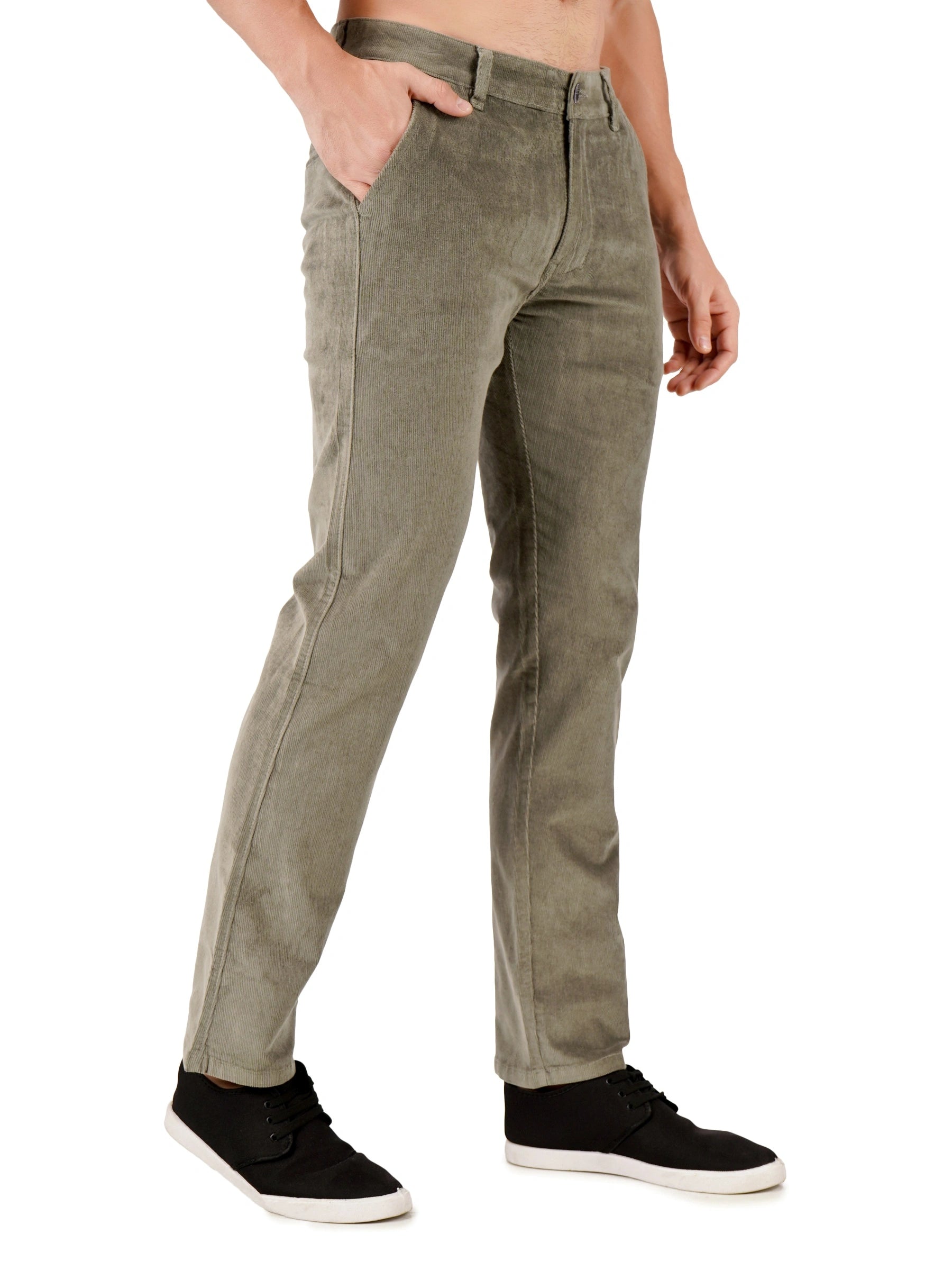 Corduroy Regular Fit Stretchable Trouser – Ash Grey