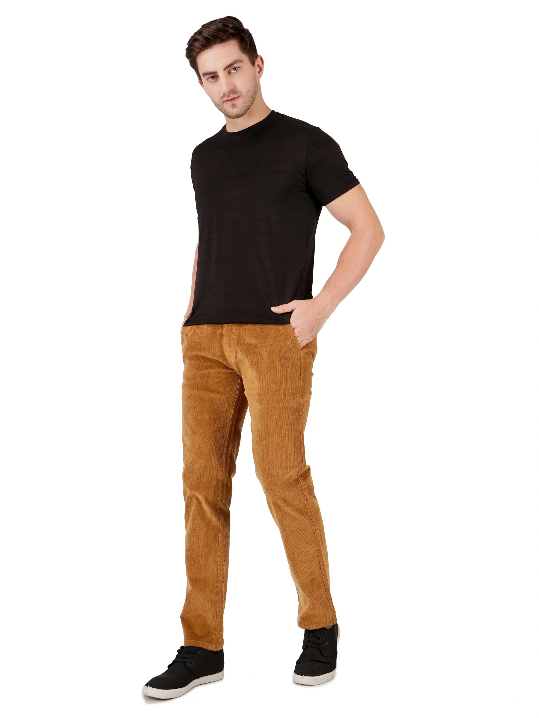 Corduroy Regular Fit Stretchable Trouser – Bronze Tan