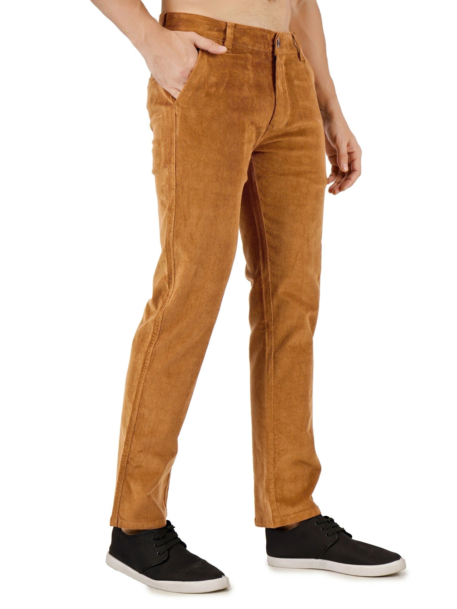 Corduroy Regular Fit Stretchable Trouser – Bronze Tan