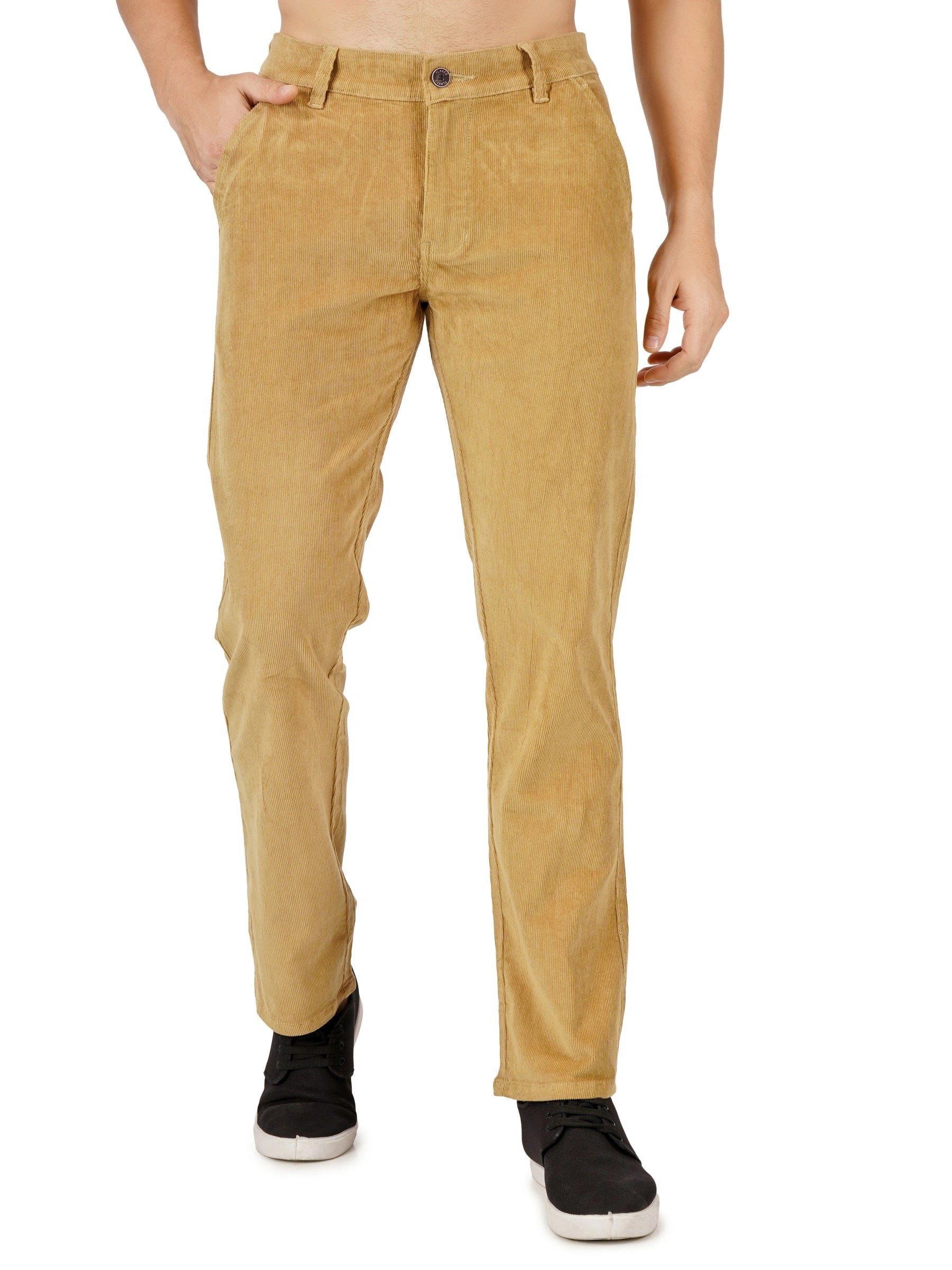 Corduroy Regular Fit Stretchable Trouser – Caramel Tan