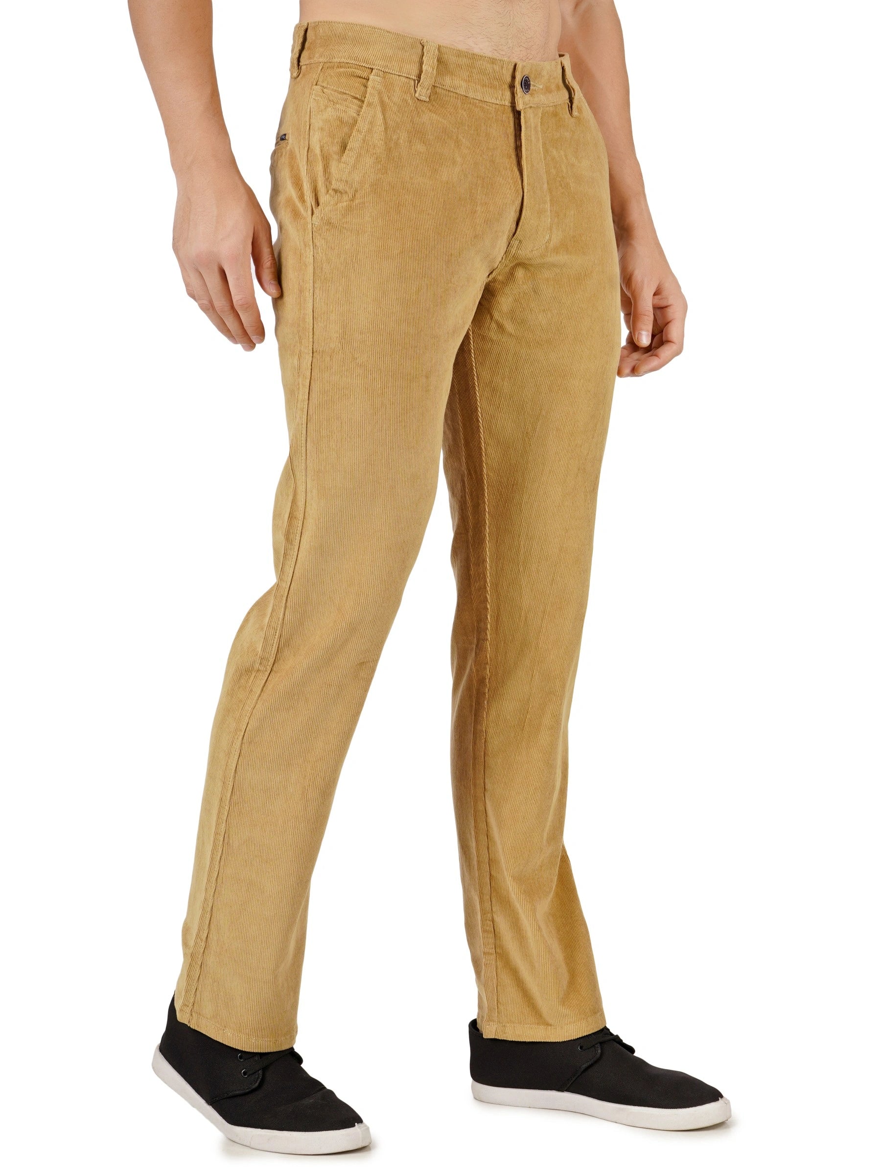 Corduroy Regular Fit Stretchable Trouser – Caramel Tan