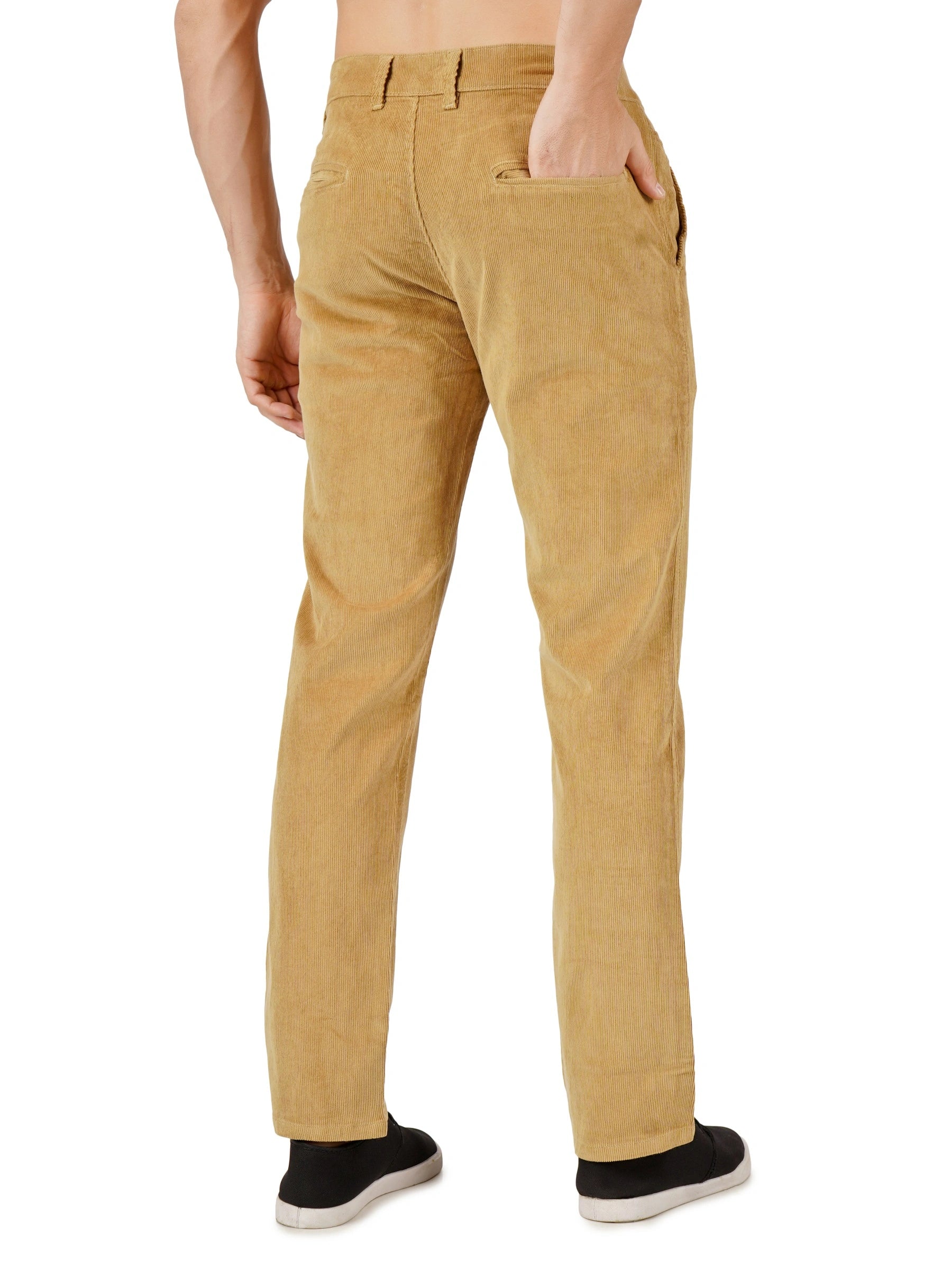 Corduroy Regular Fit Stretchable Trouser – Caramel Tan
