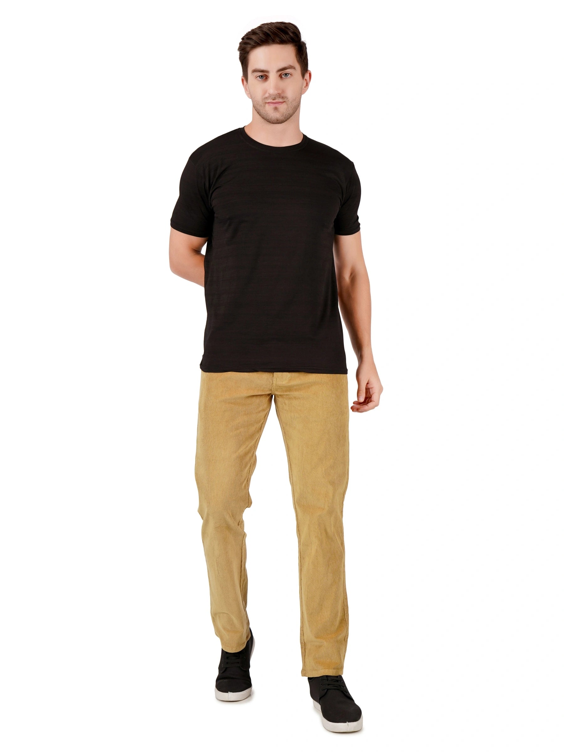 Corduroy Regular Fit Stretchable Trouser – Caramel Tan