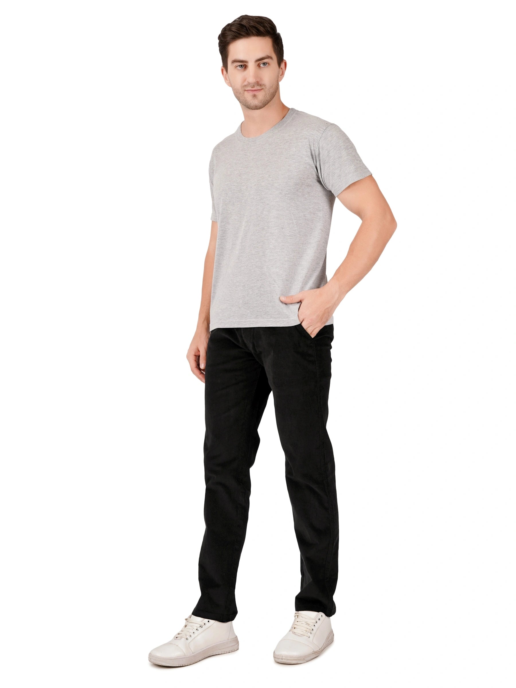 Corduroy Regular Fit Stretchable Trouser – Carbon Black