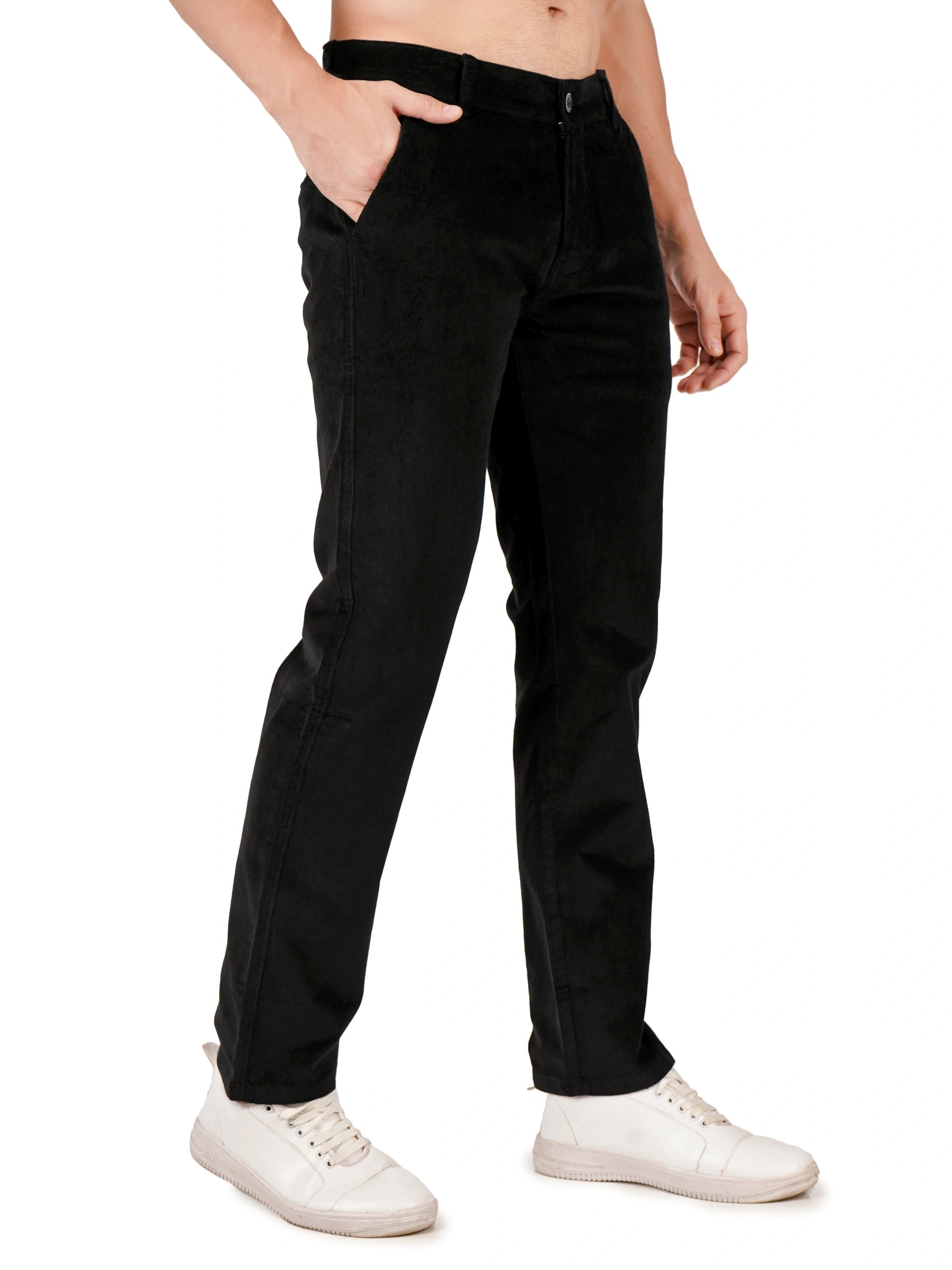 Corduroy Regular Fit Stretchable Trouser – Carbon Black