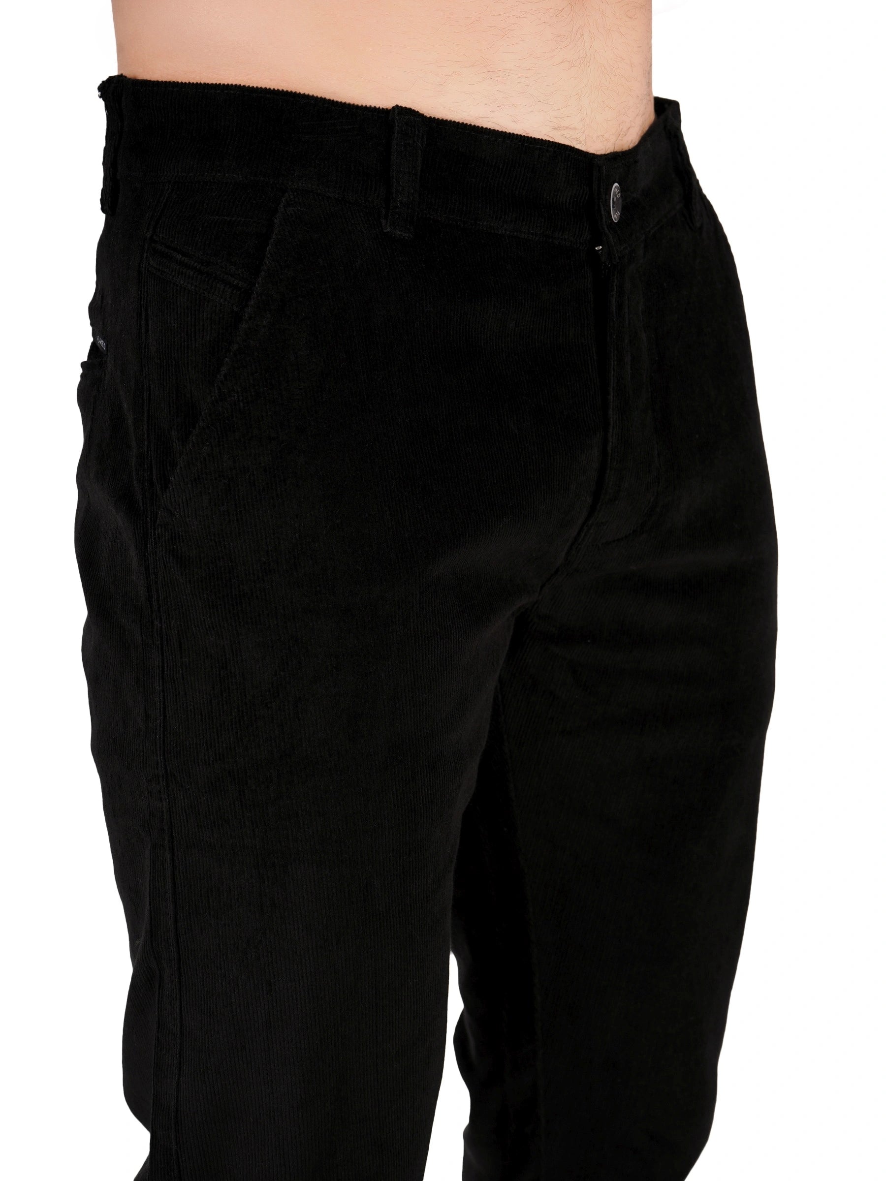 Corduroy Regular Fit Stretchable Trouser – Carbon Black