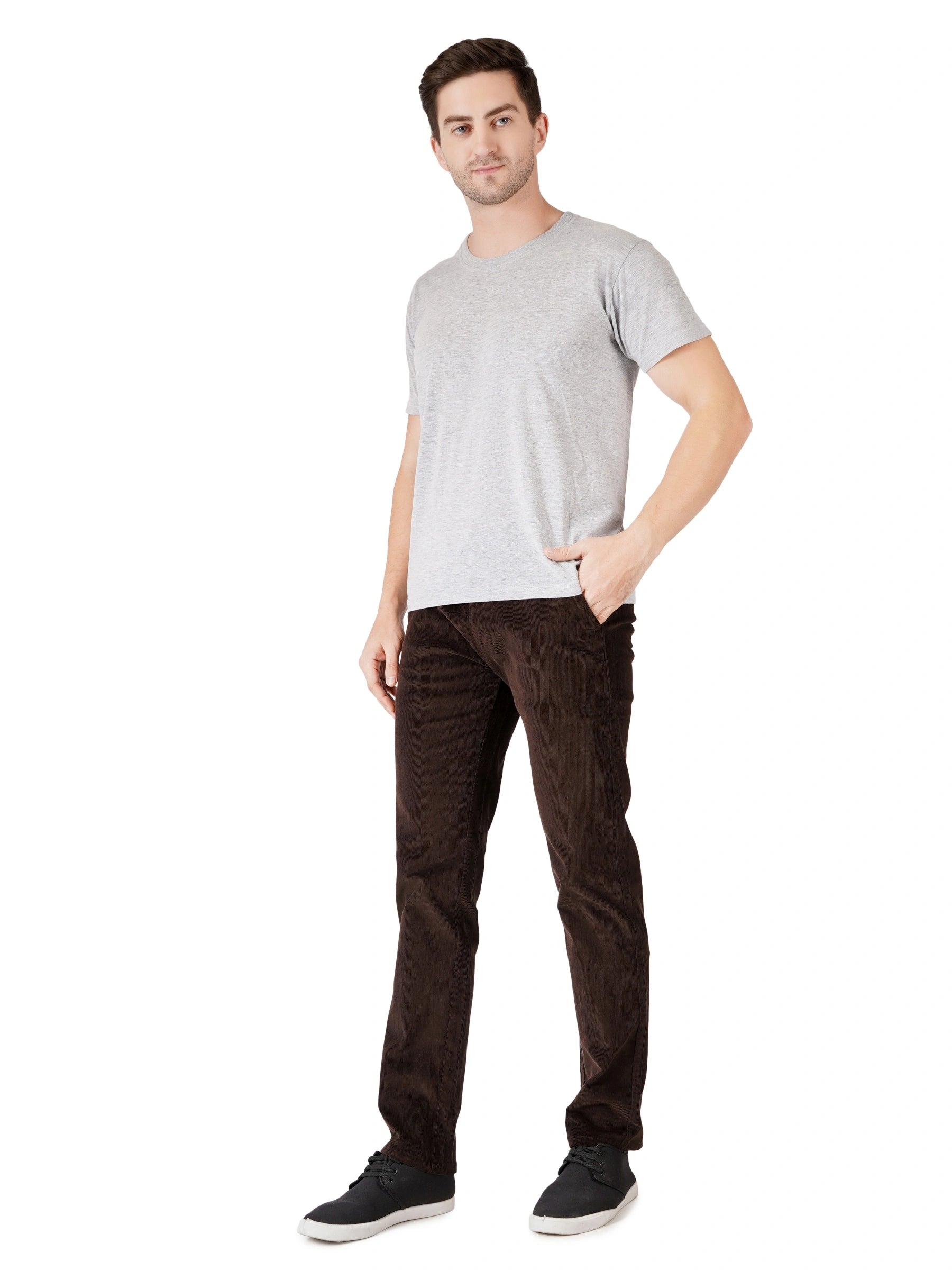 Corduroy Regular Fit Stretchable Trouser – Dark Roast