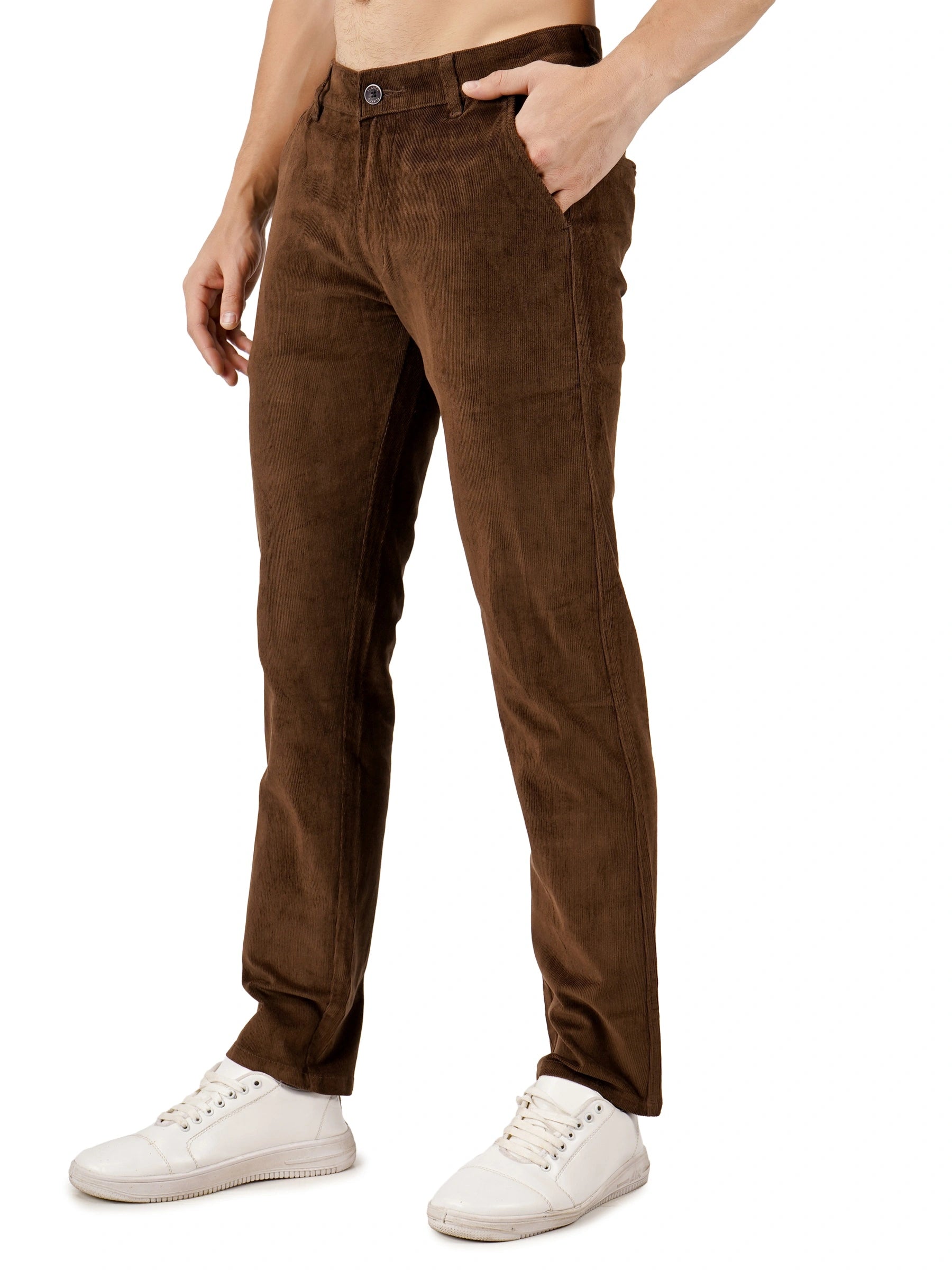 Corduroy Regular Fit Stretchable Trouser – Espresso Brown