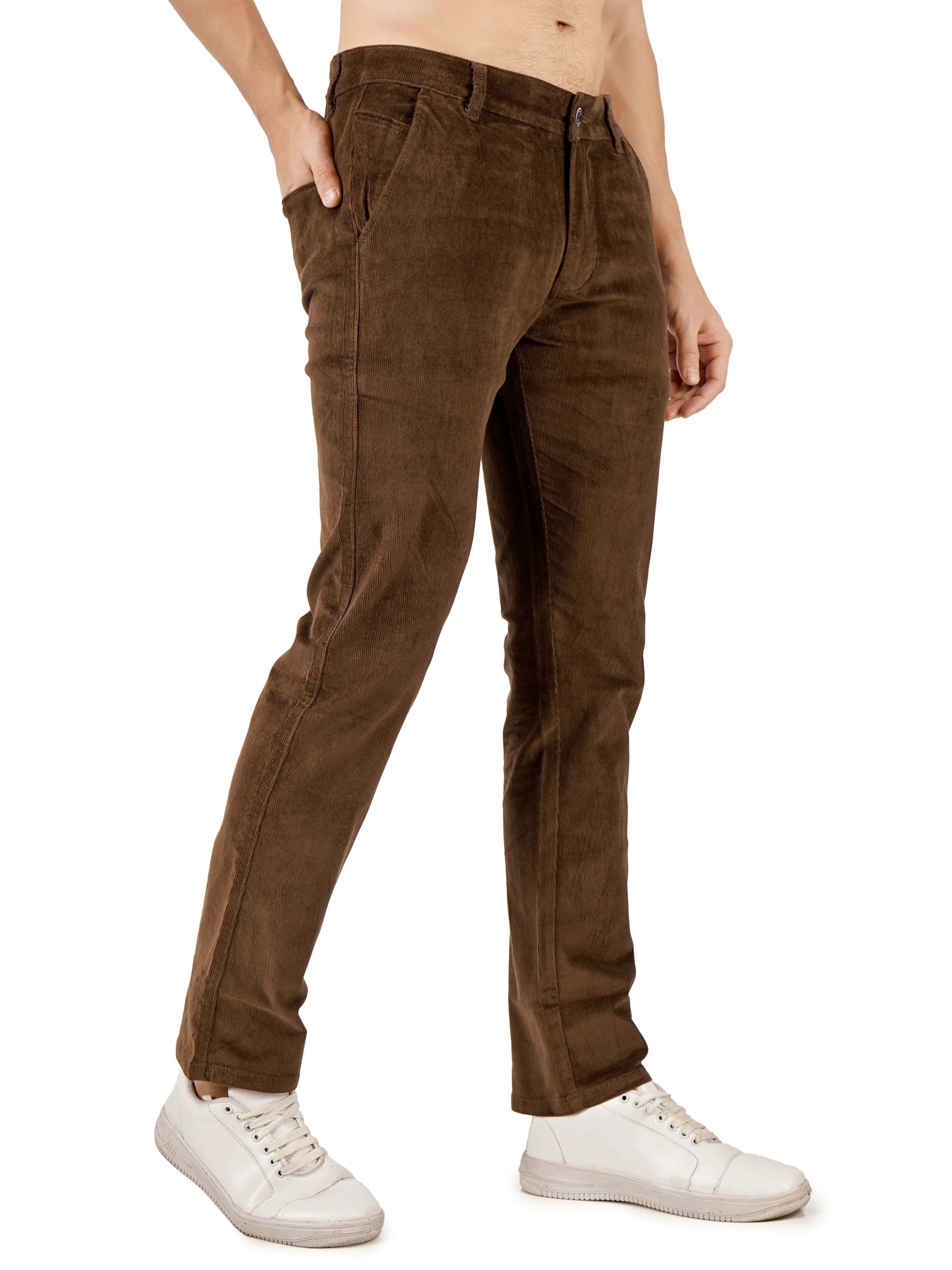 Corduroy Regular Fit Stretchable Trouser – Espresso Brown