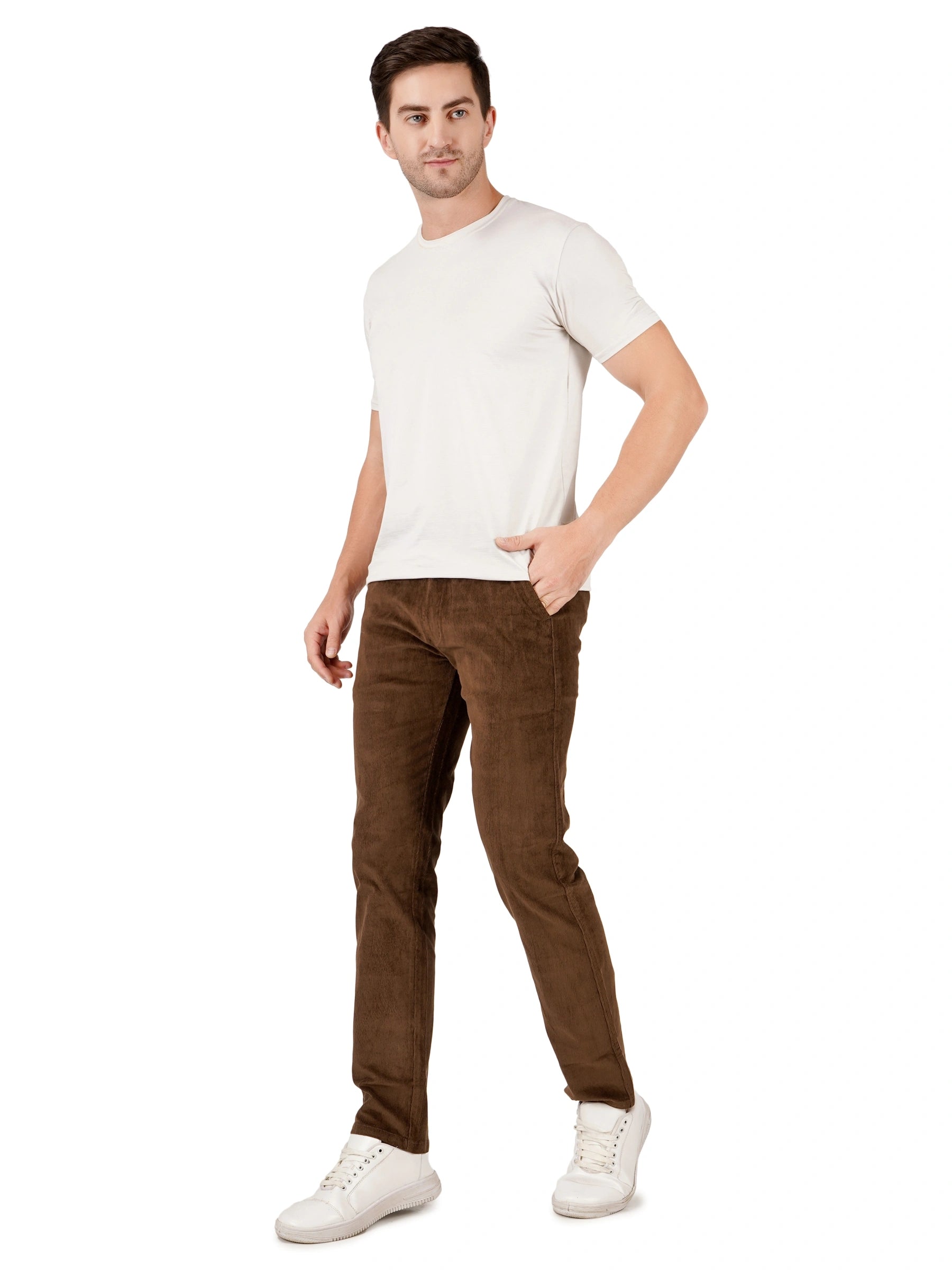 Corduroy Regular Fit Stretchable Trouser – Espresso Brown