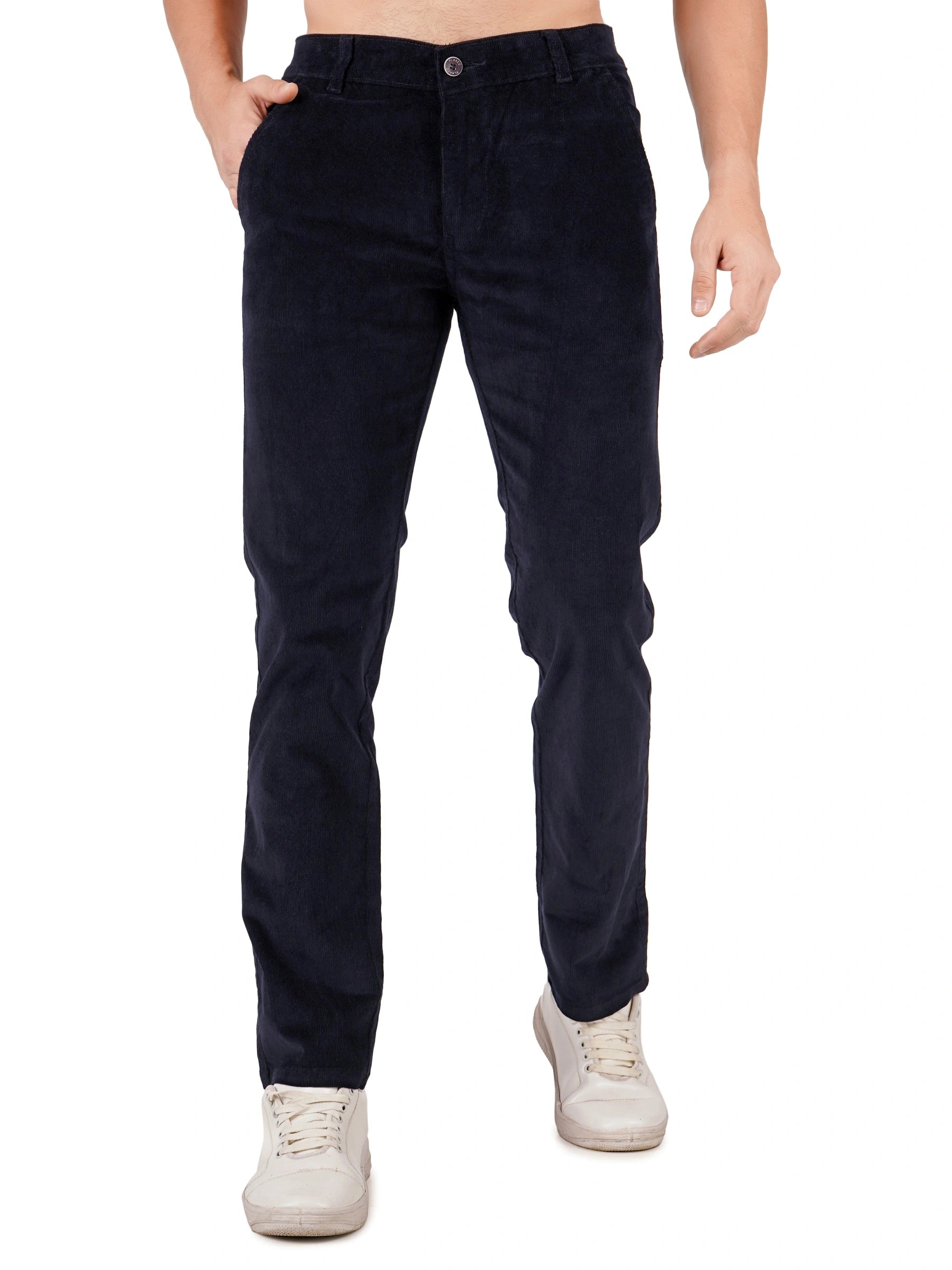 Corduroy Regular Fit Stretchable Trouser – Midnight Navy