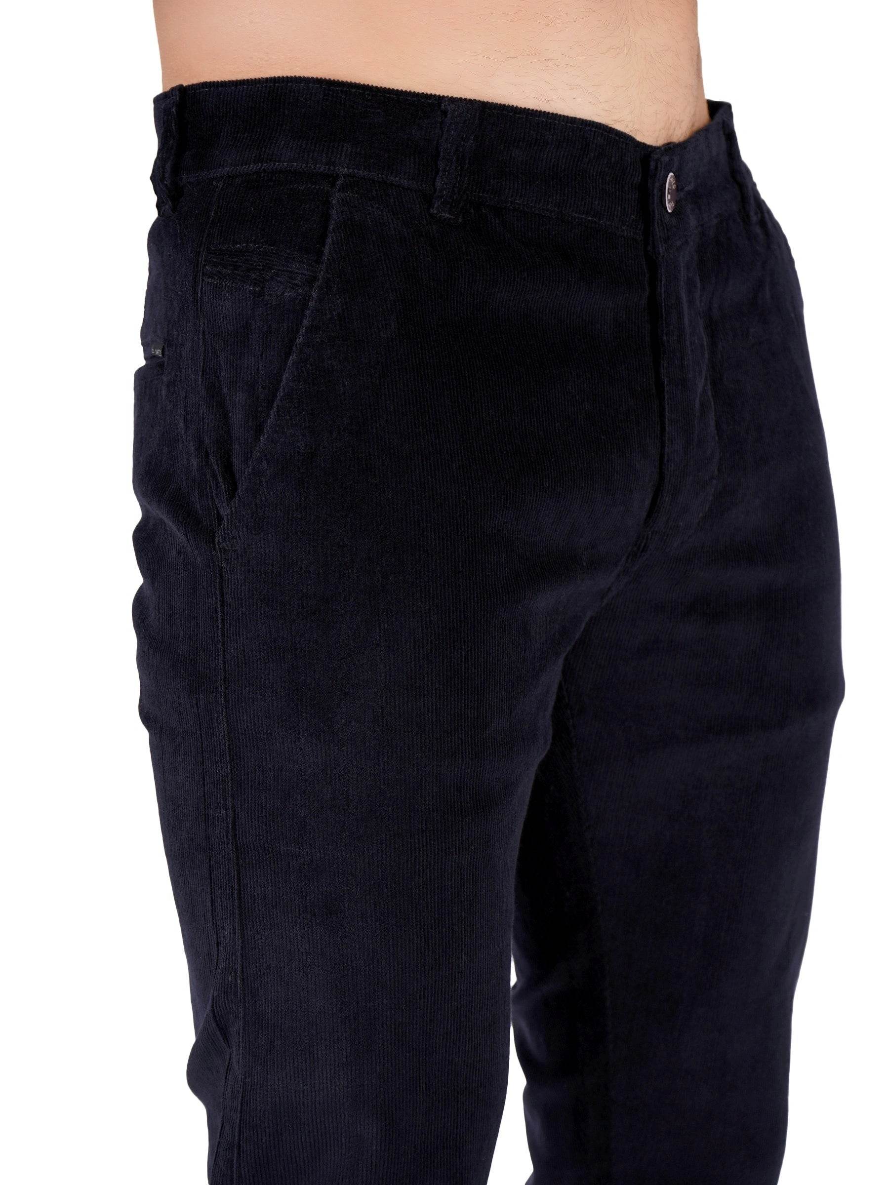 Corduroy Regular Fit Stretchable Trouser – Midnight Navy - Flaked