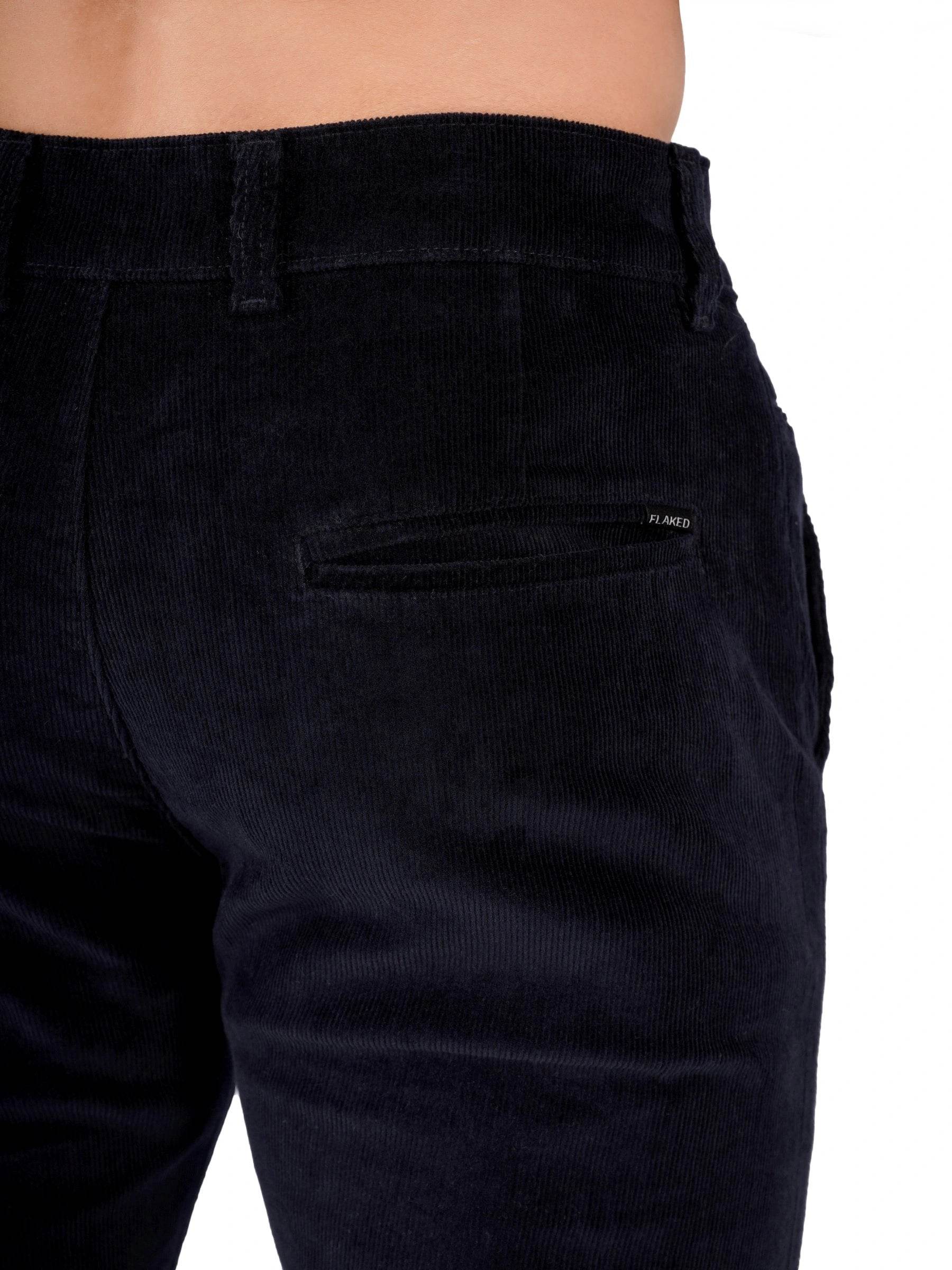 Corduroy Regular Fit Stretchable Trouser – Midnight Navy - Flaked