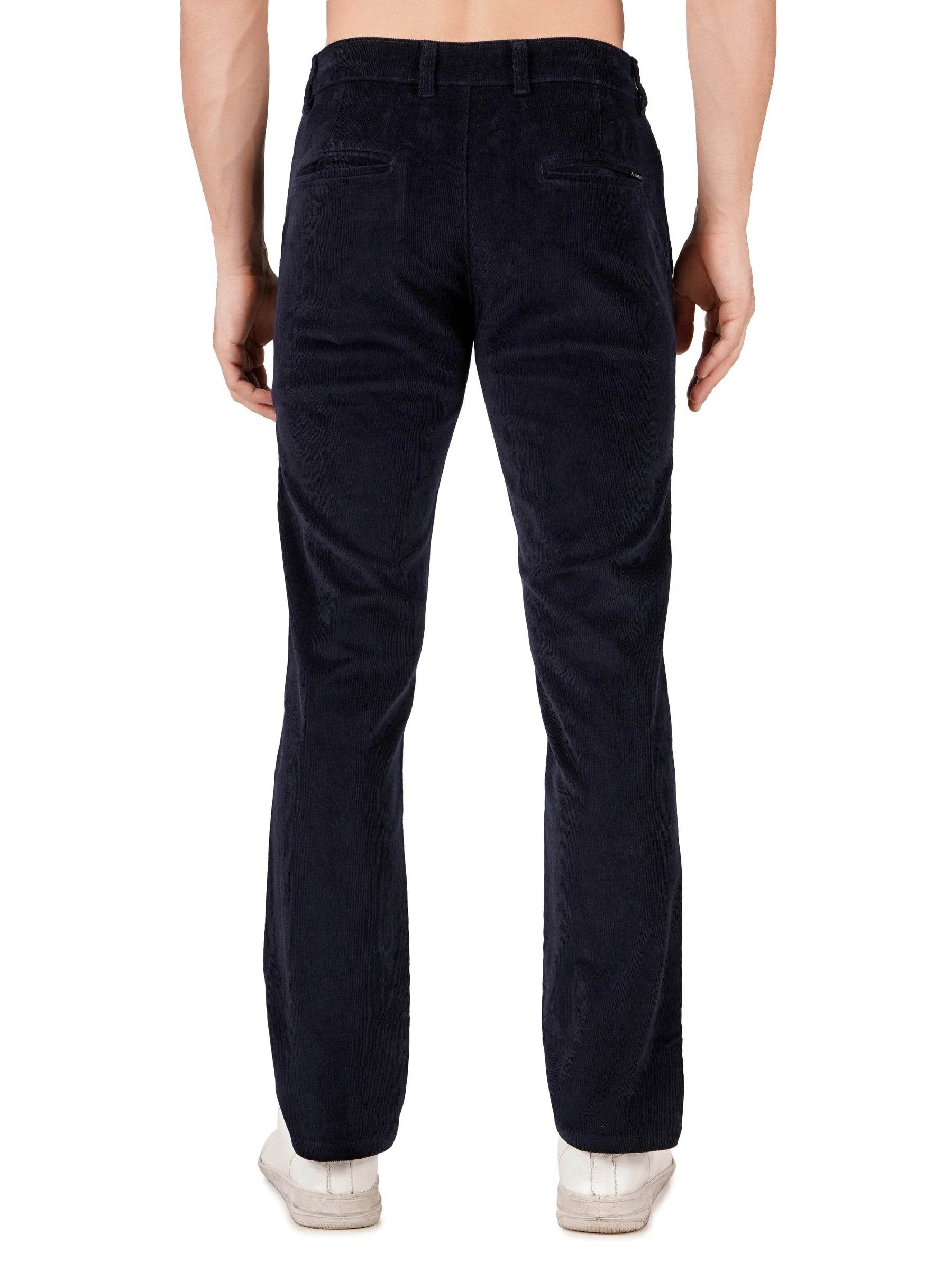 Corduroy Regular Fit Stretchable Trouser – Midnight Navy - Flaked