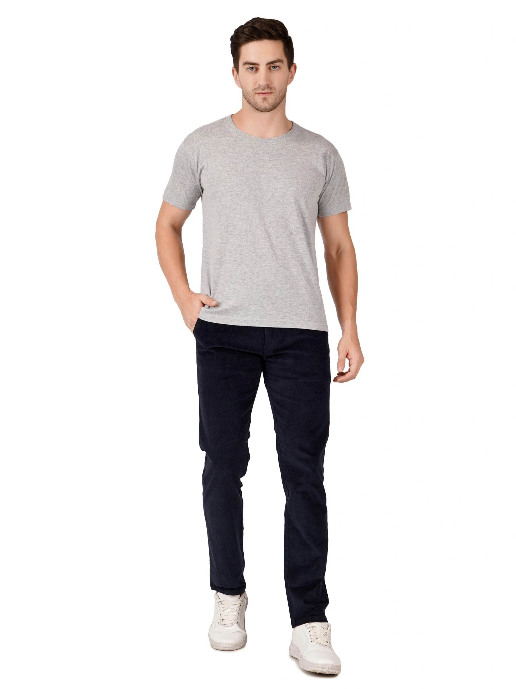 Corduroy Regular Fit Stretchable Trouser – Midnight Navy - Flaked