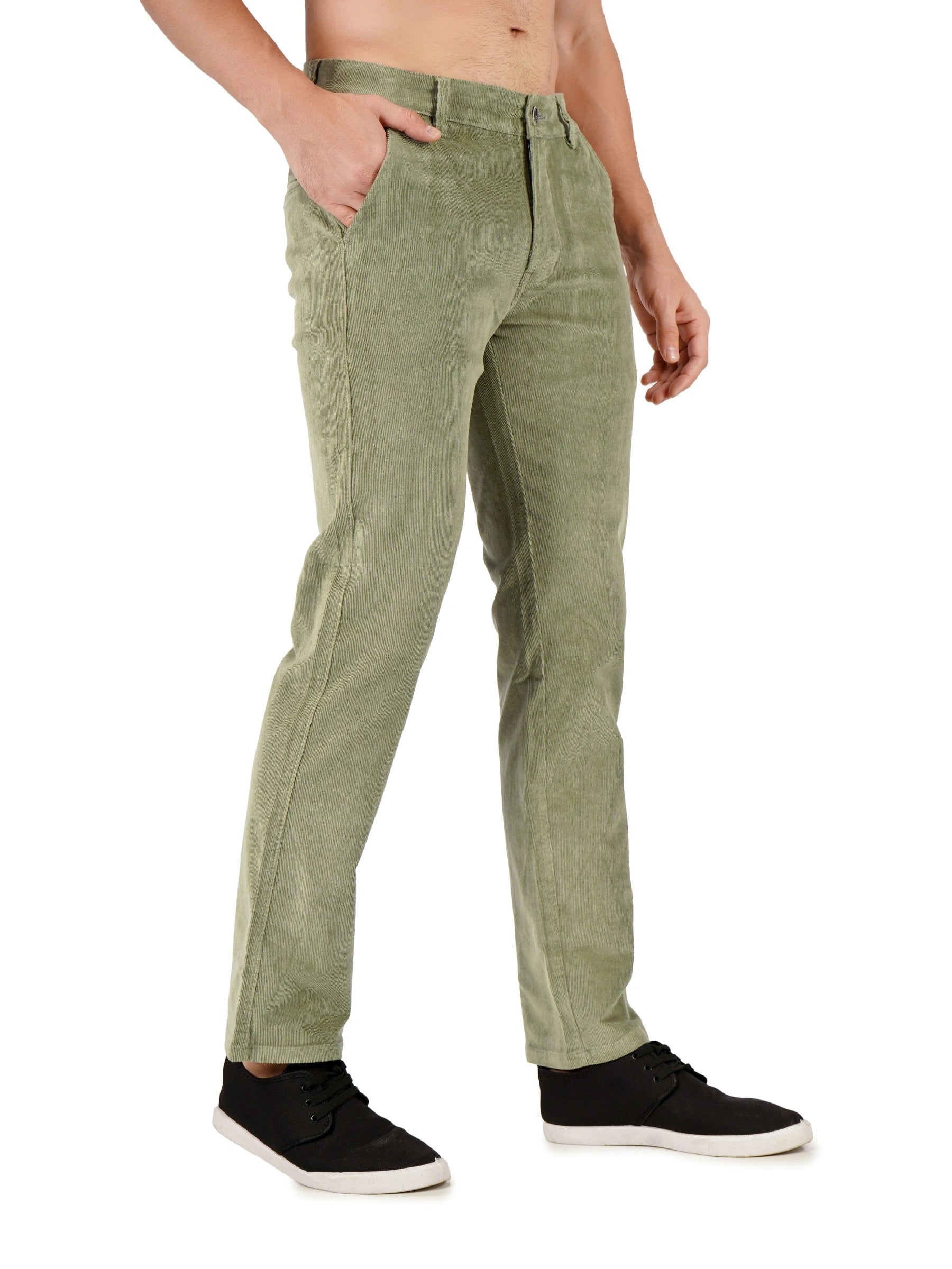 Corduroy Regular Fit Stretchable Trouser – Sage Green