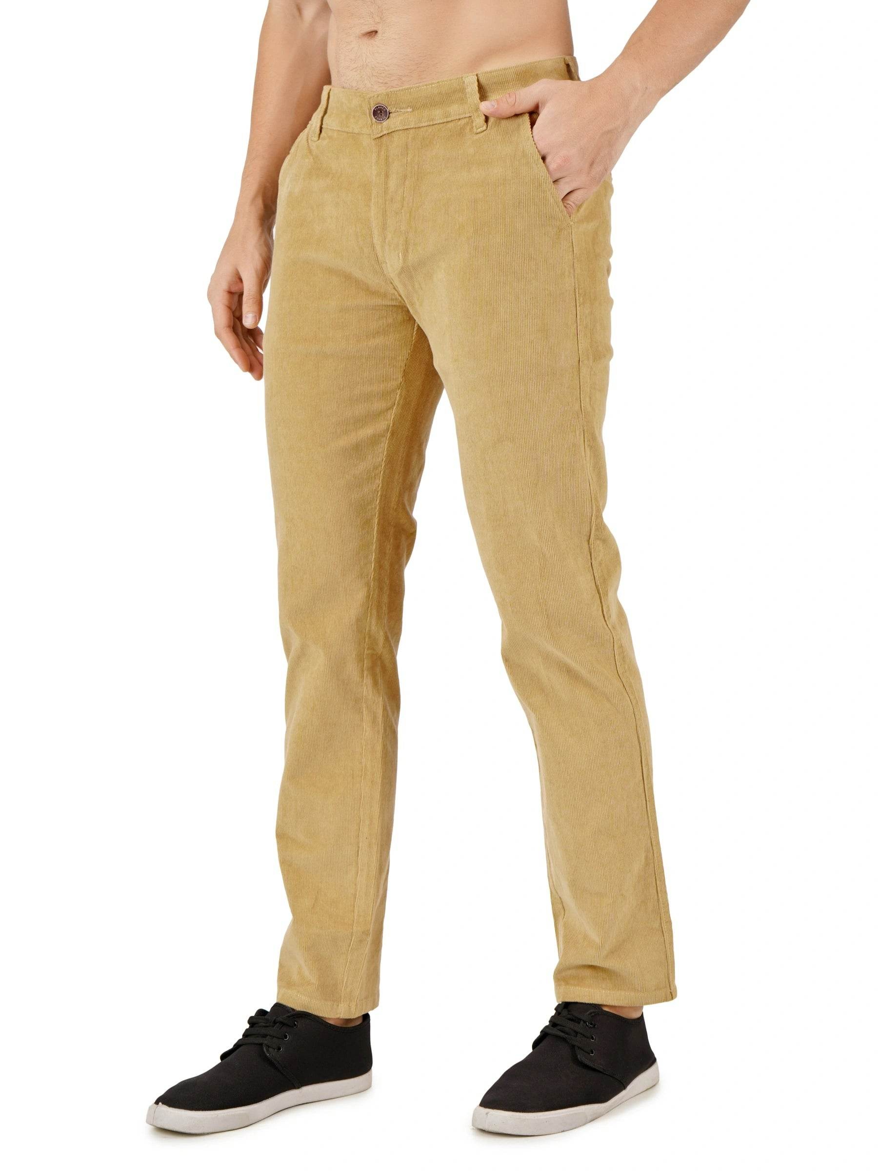 Corduroy Regular Fit Stretchable Trouser – Soft Khaki - Flaked