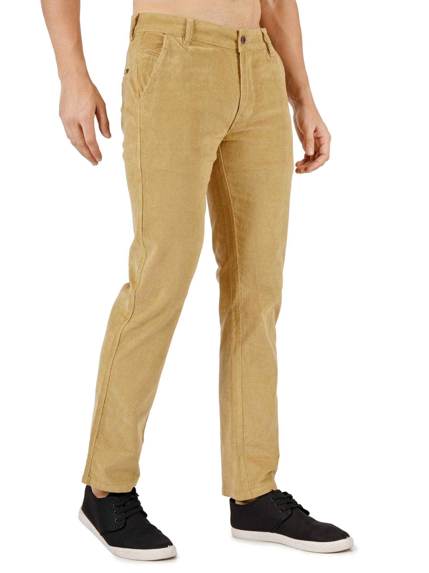 Corduroy Regular Fit Stretchable Trouser – Soft Khaki - Flaked