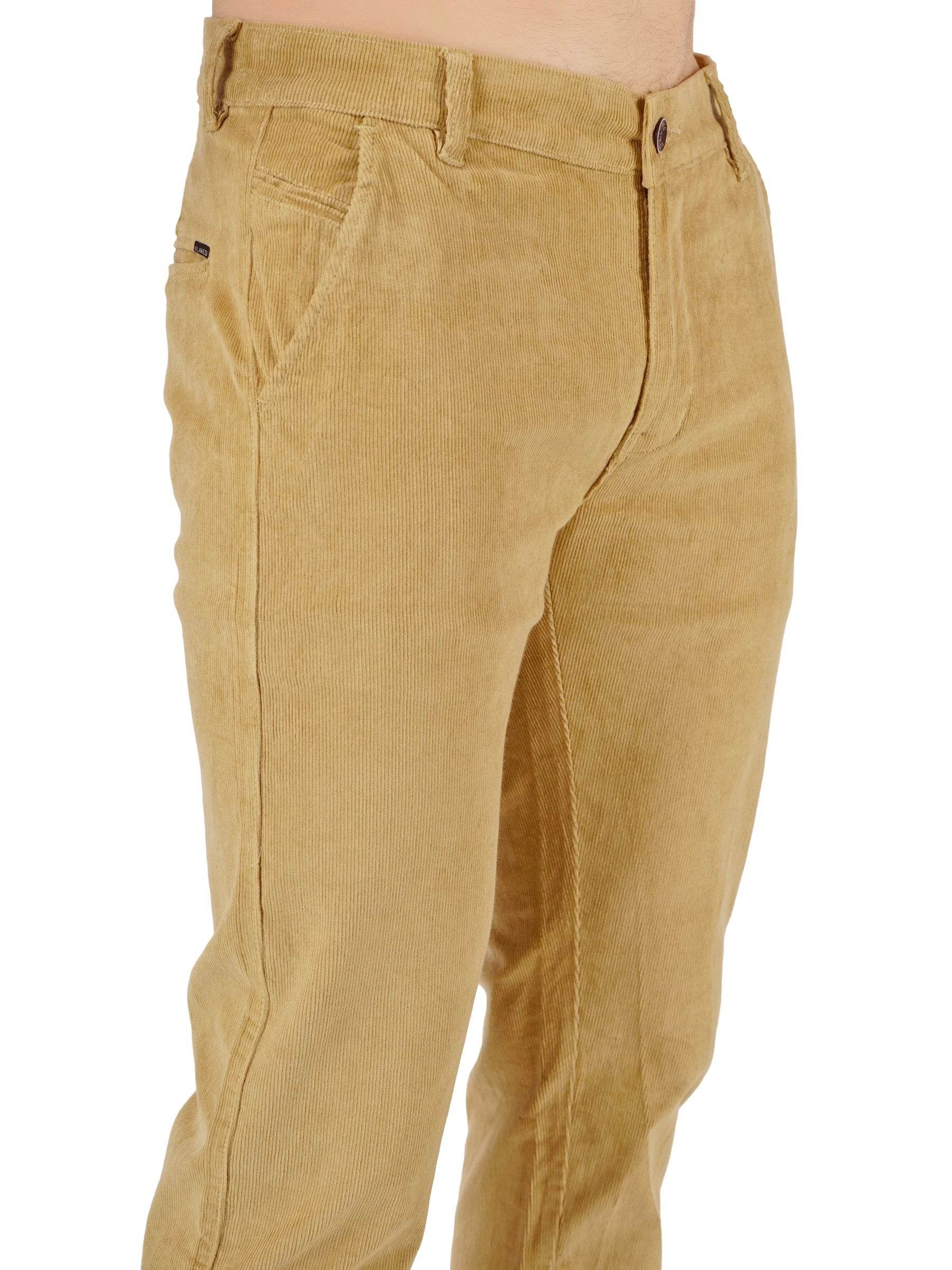 Corduroy Regular Fit Stretchable Trouser – Soft Khaki - Flaked