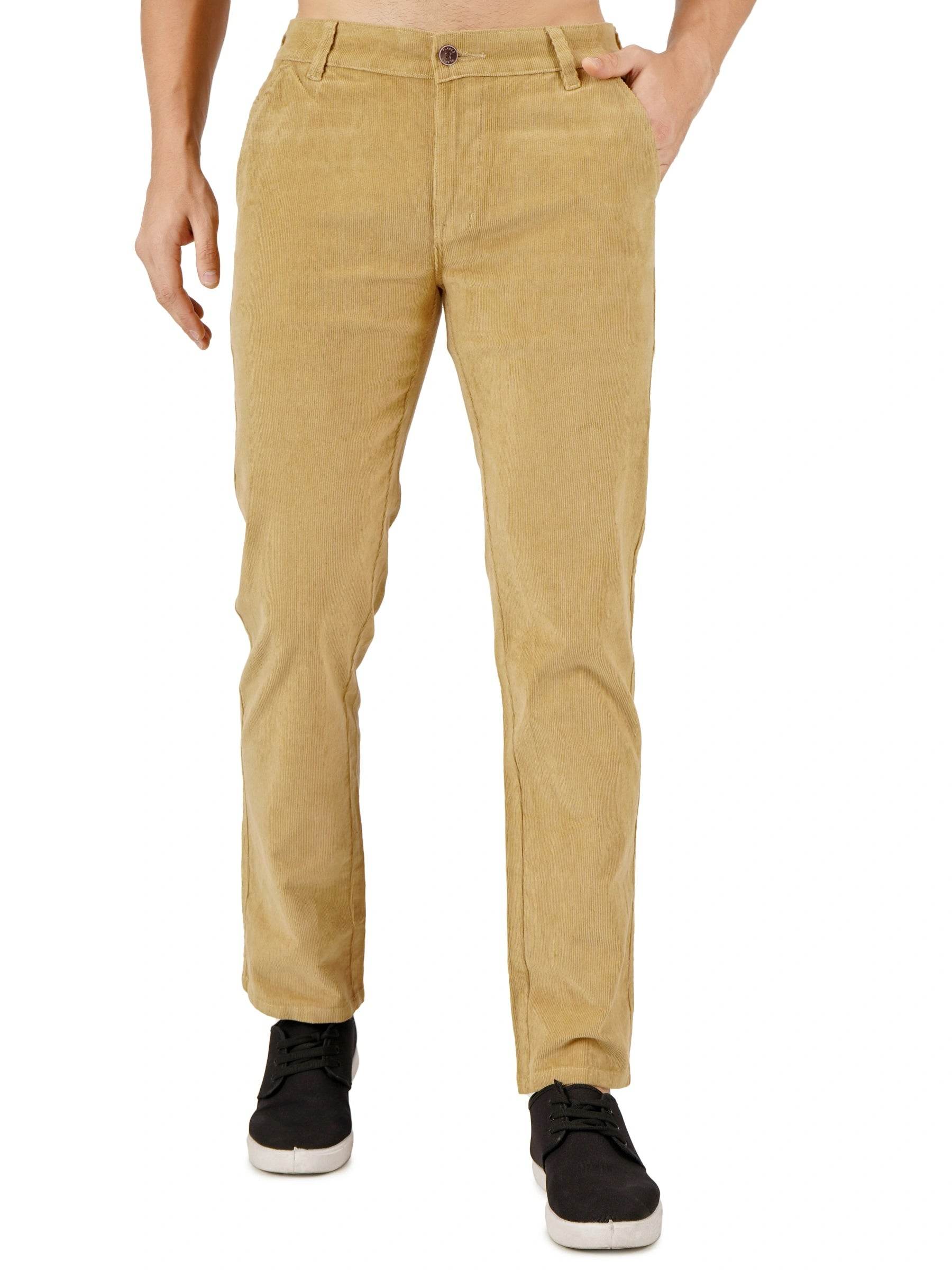 Corduroy Regular Fit Stretchable Trouser – Soft Khaki - Flaked