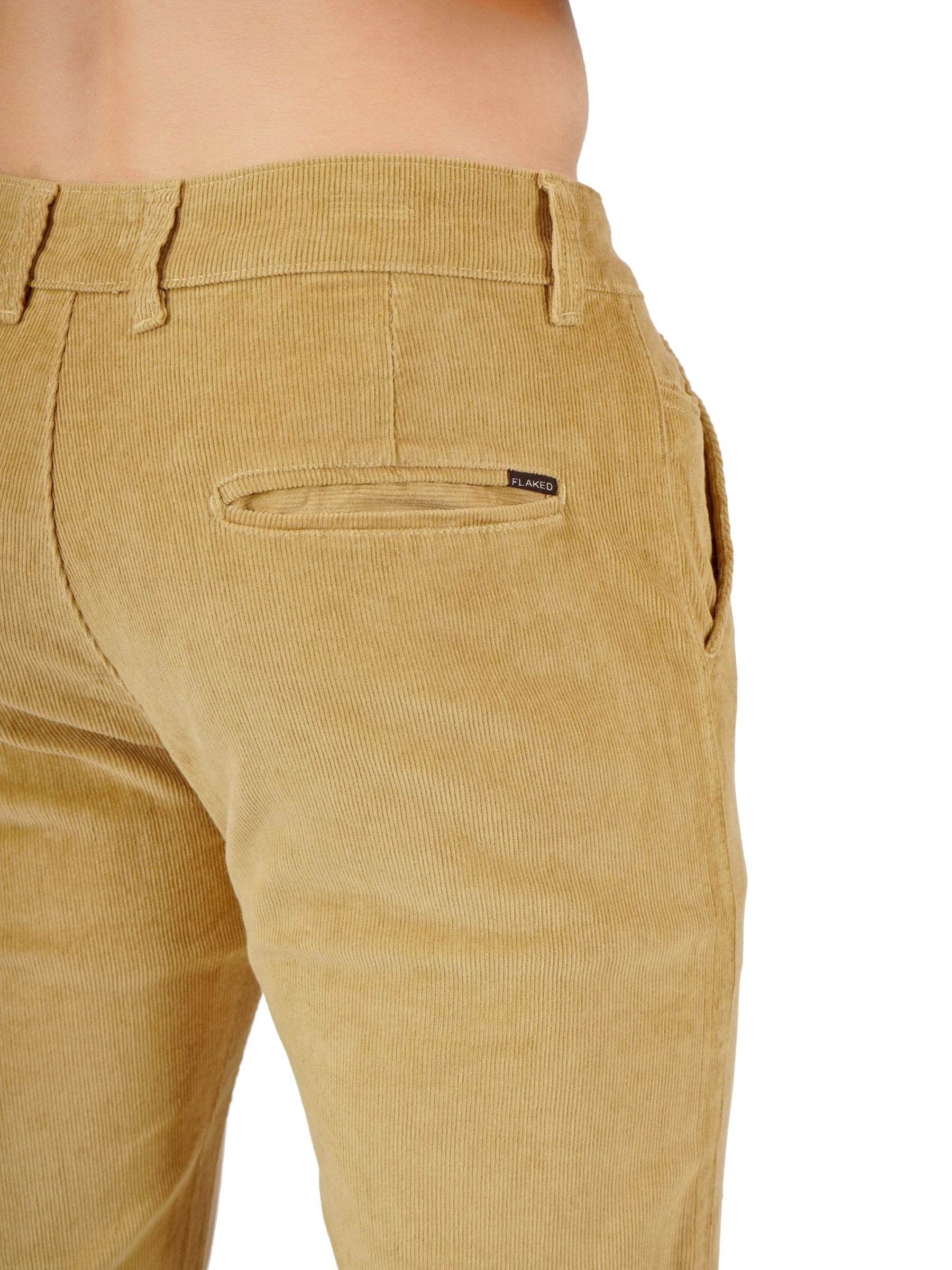 Corduroy Regular Fit Stretchable Trouser – Soft Khaki - Flaked