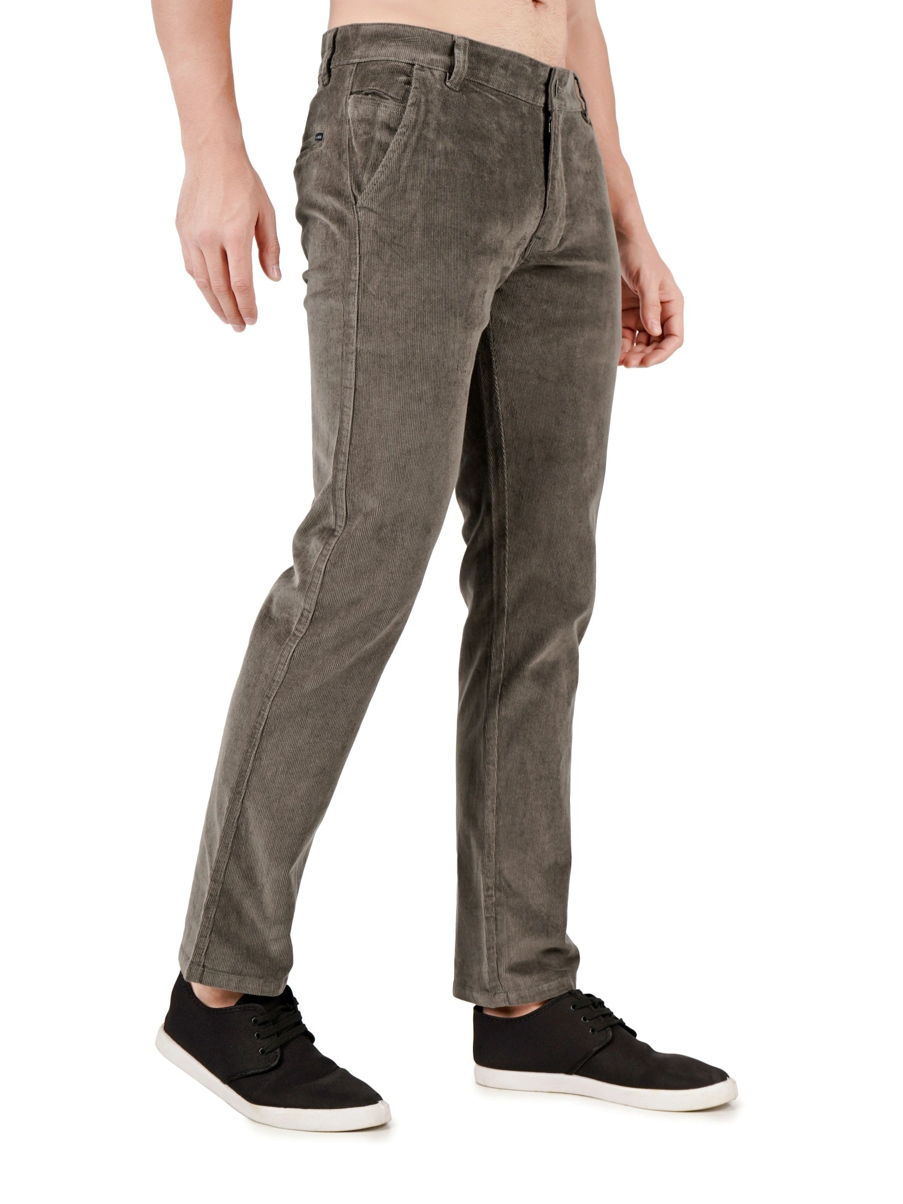 Corduroy Regular Fit Stretchable Trouser – Stone Grey