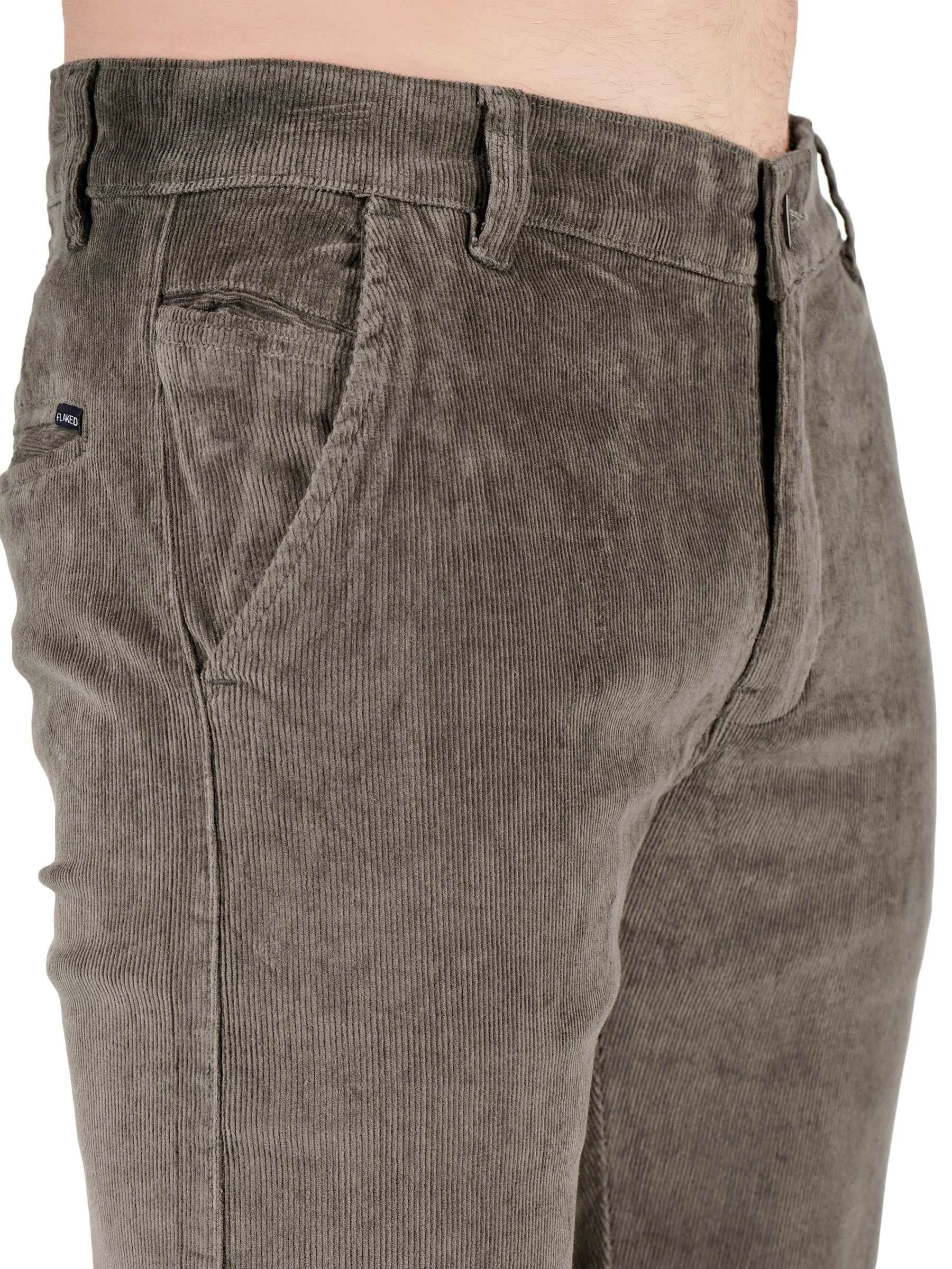 Corduroy Regular Fit Stretchable Trouser – Stone Grey - Flaked