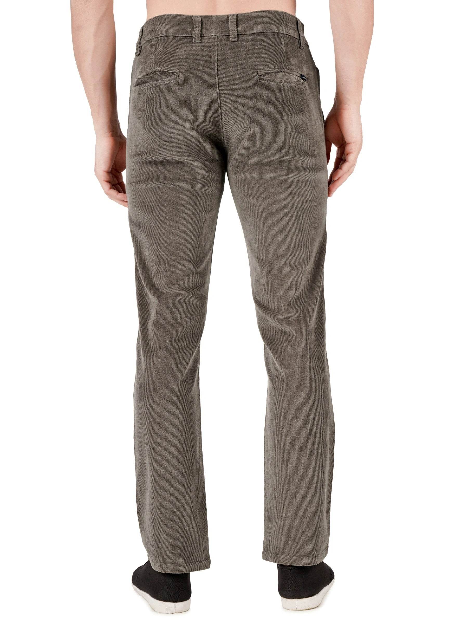 Corduroy Regular Fit Stretchable Trouser – Stone Grey - Flaked