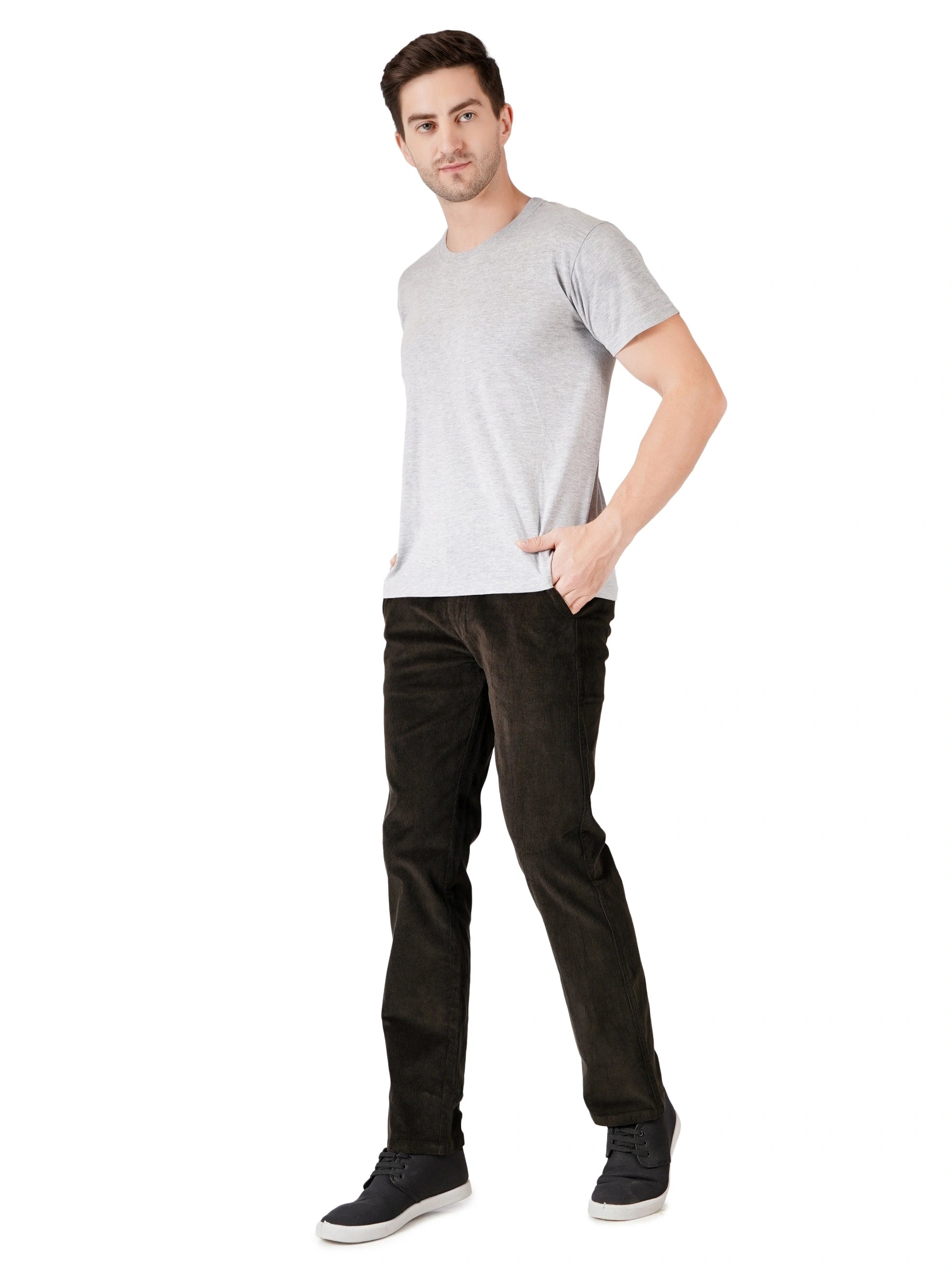 Corduroy Regular Fit Stretchable Trouser – Woodland Olive