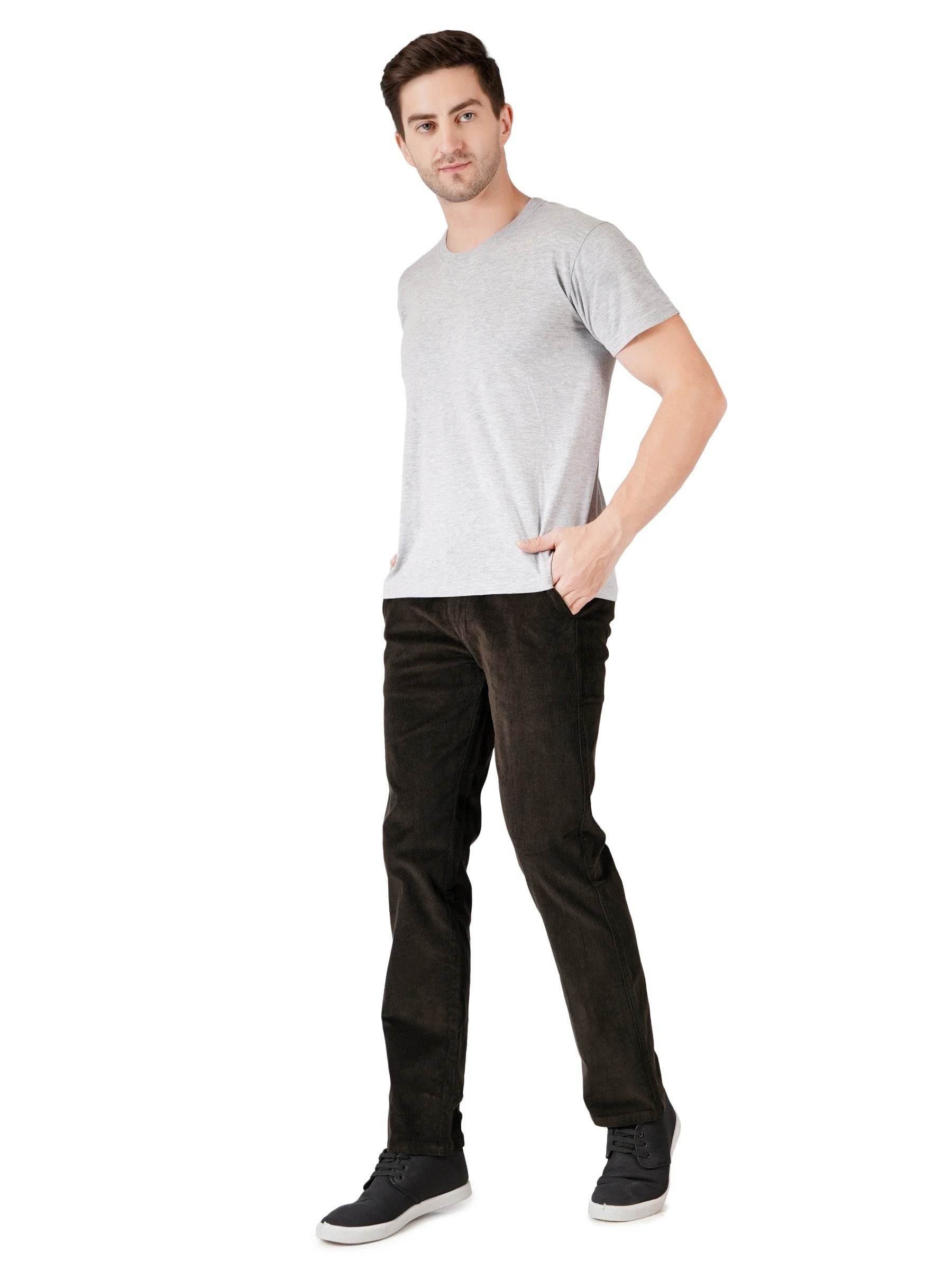 Corduroy Regular Fit Stretchable Trouser – Woodland Olive - Flaked