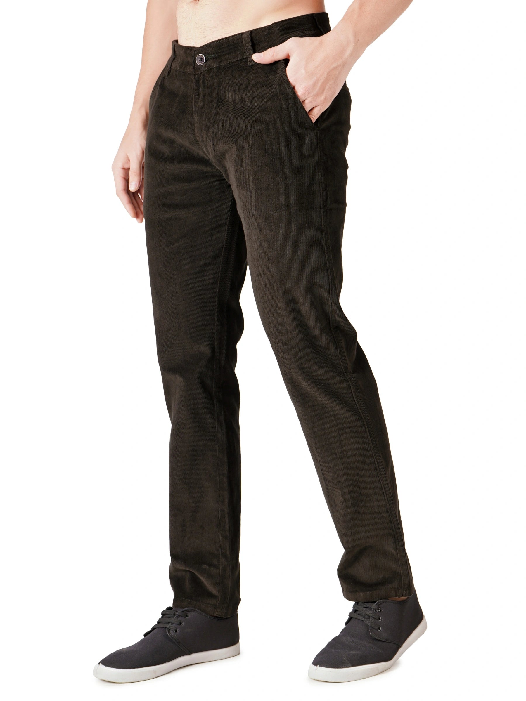 Corduroy Regular Fit Stretchable Trouser – Woodland Olive