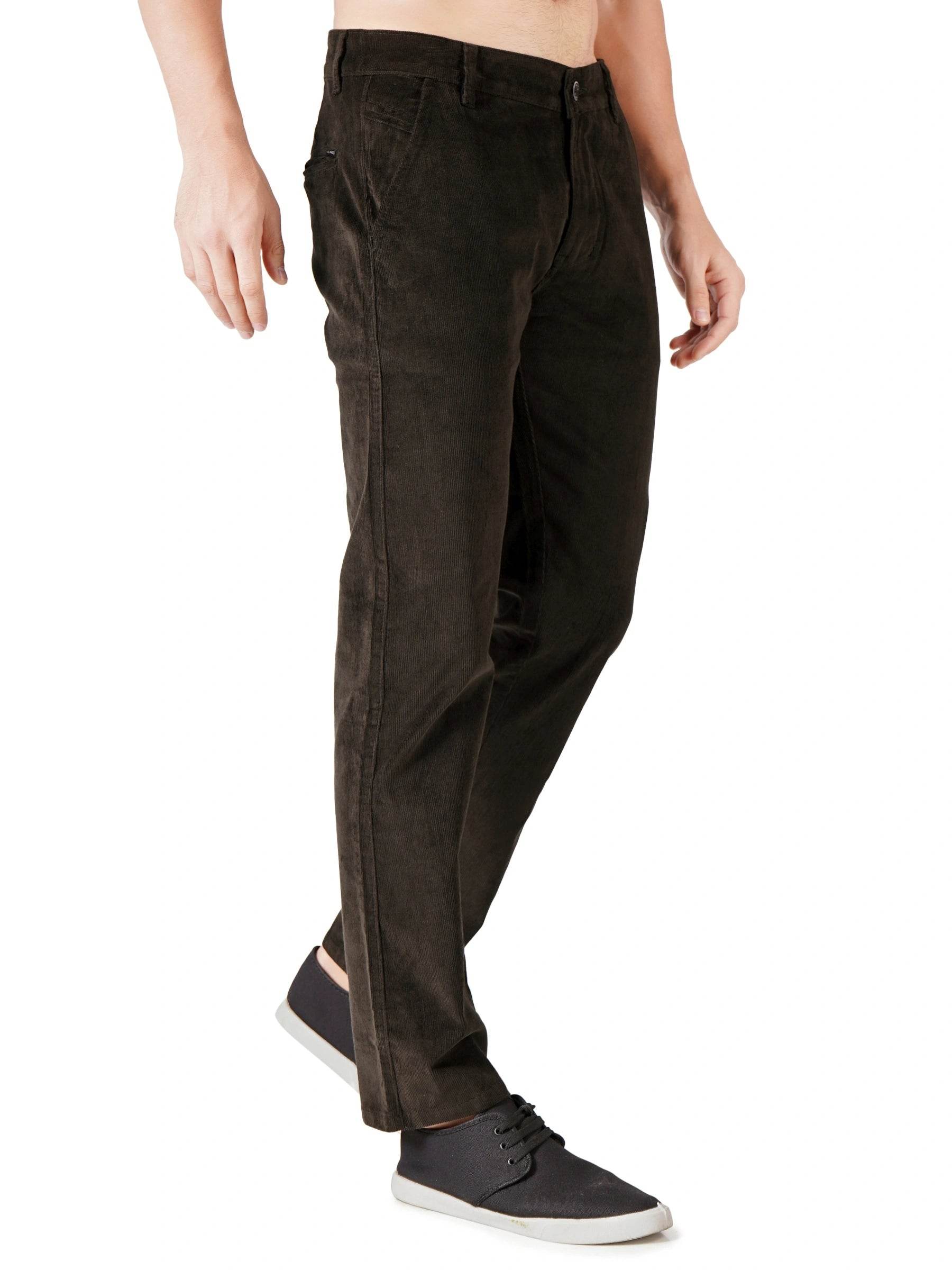 Corduroy Regular Fit Stretchable Trouser – Woodland Olive - Flaked