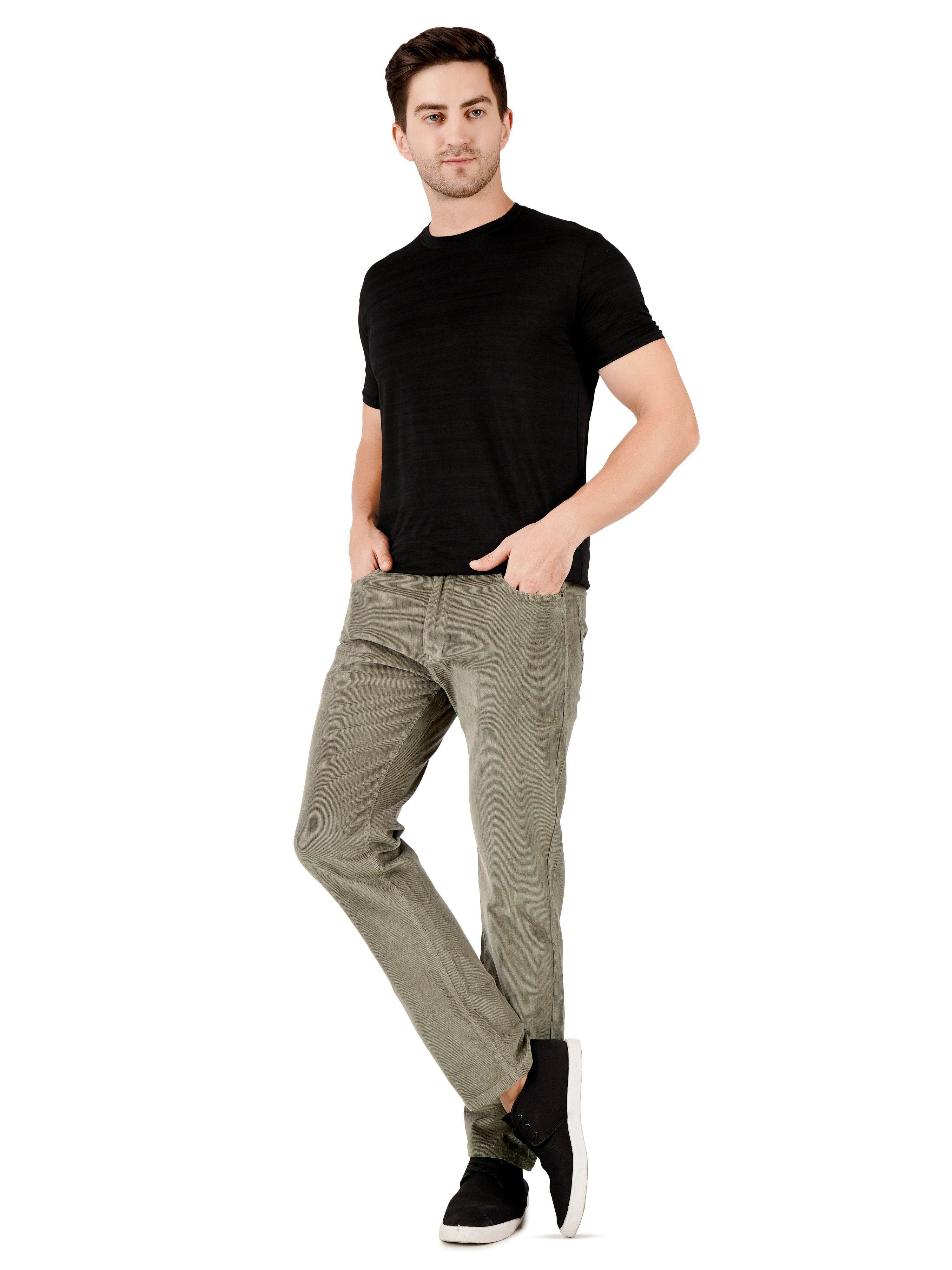 Corduroy Regular Fit Stretchable Jeans – Ash Grey - Flaked
