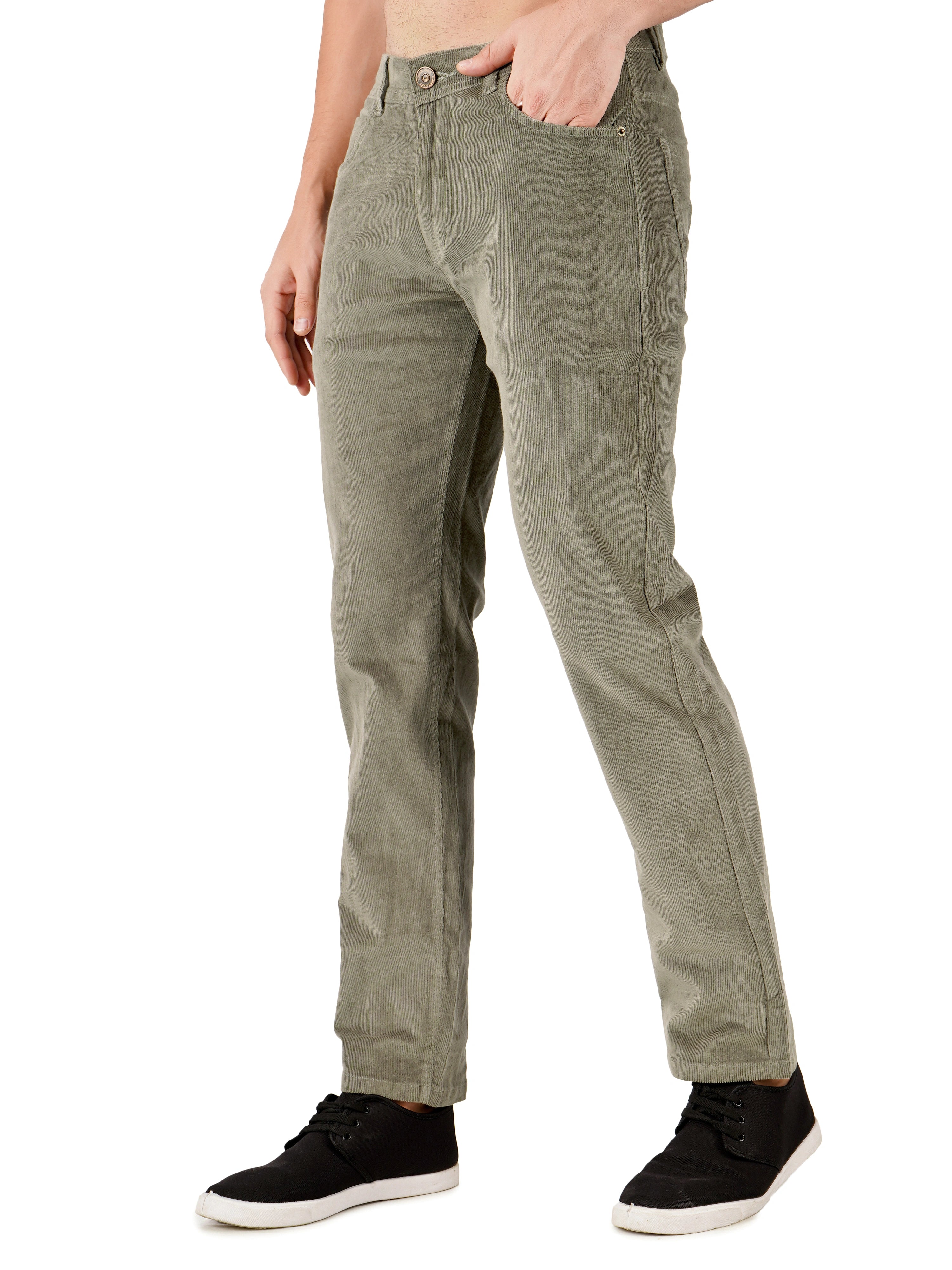 Corduroy Regular Fit Stretchable Jeans – Ash Grey