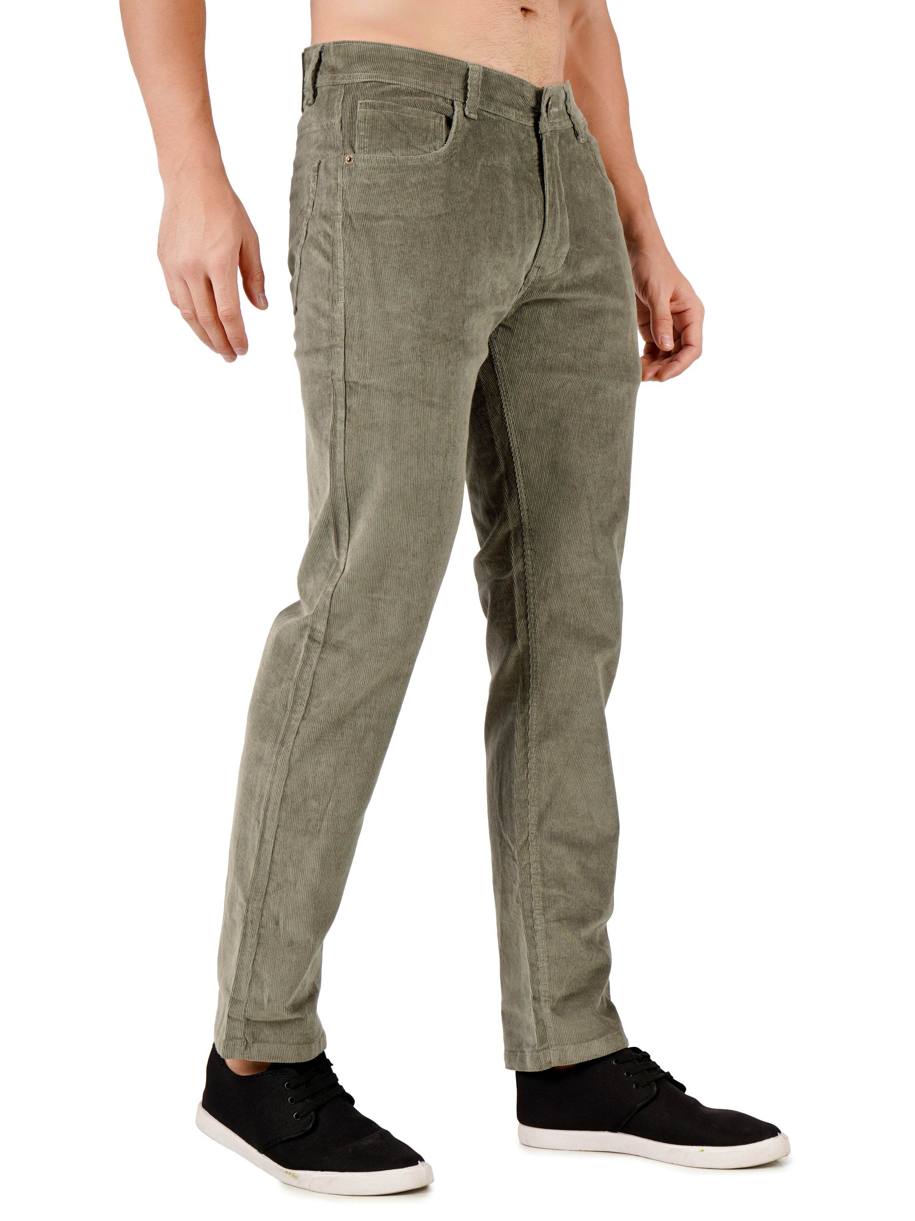 Corduroy Regular Fit Stretchable Jeans – Ash Grey - Flaked