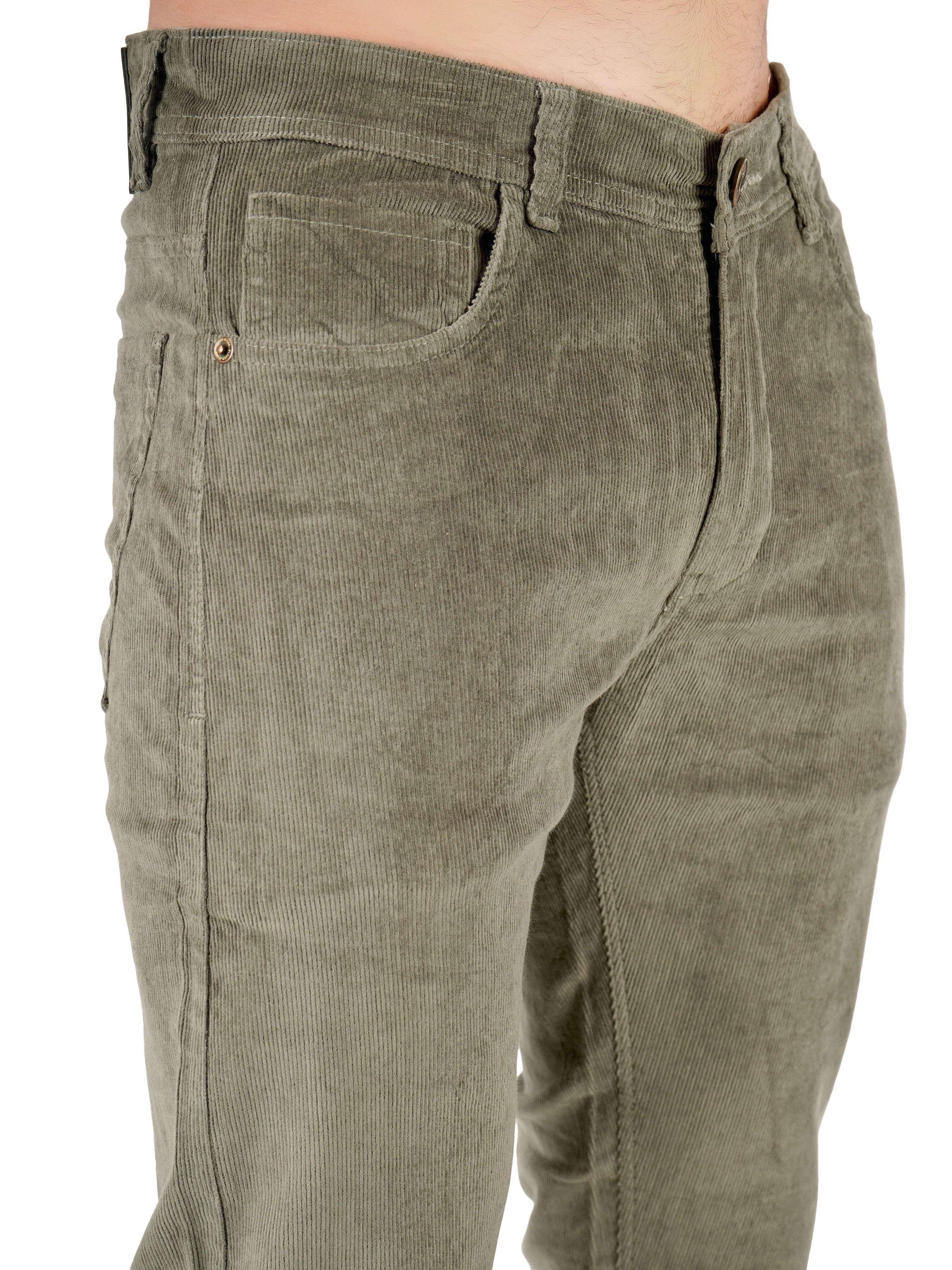 Corduroy Regular Fit Stretchable Jeans – Ash Grey - Flaked