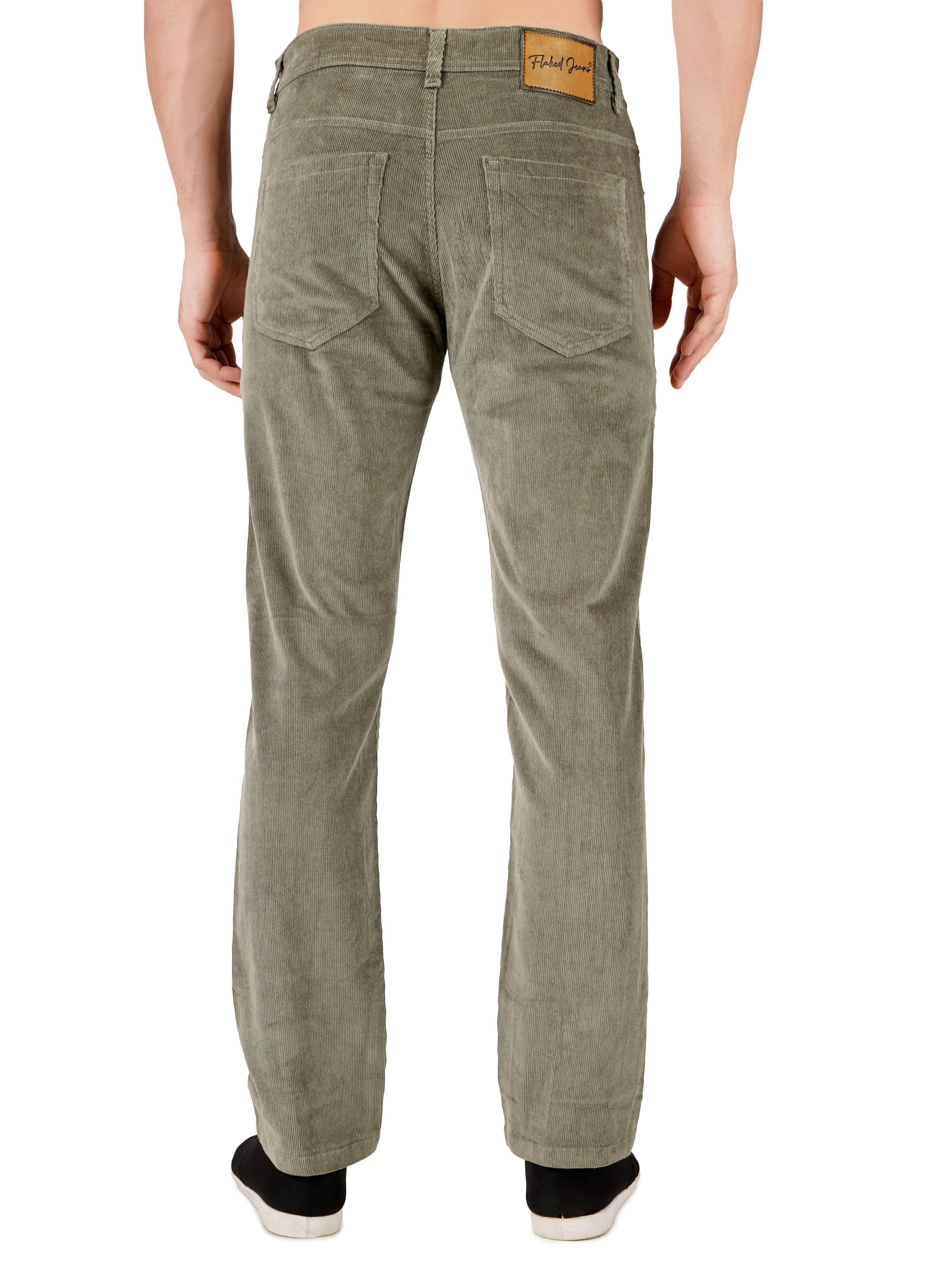 Corduroy Regular Fit Stretchable Jeans – Ash Grey - Flaked