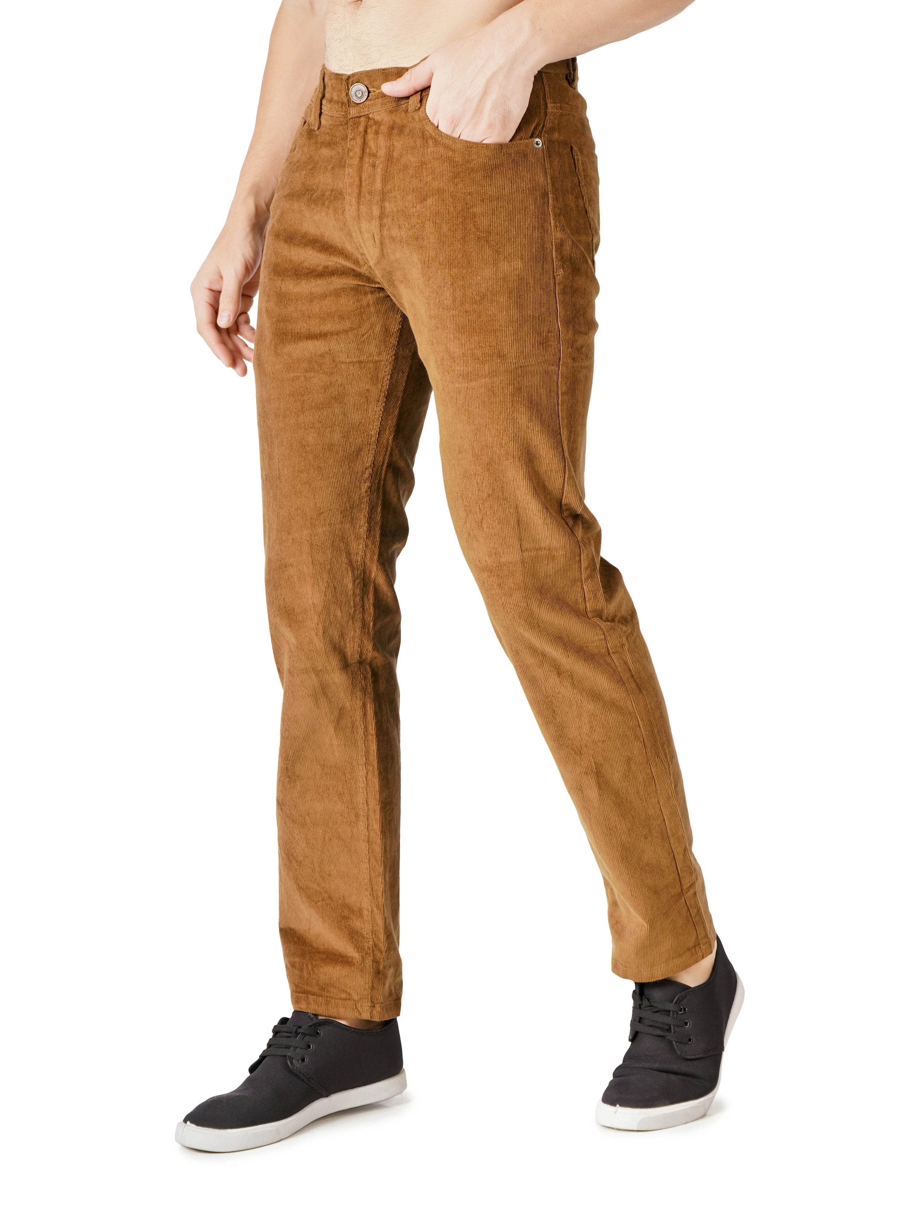 Corduroy Regular Fit Stretchable Jeans – Bronze Tan - Flaked