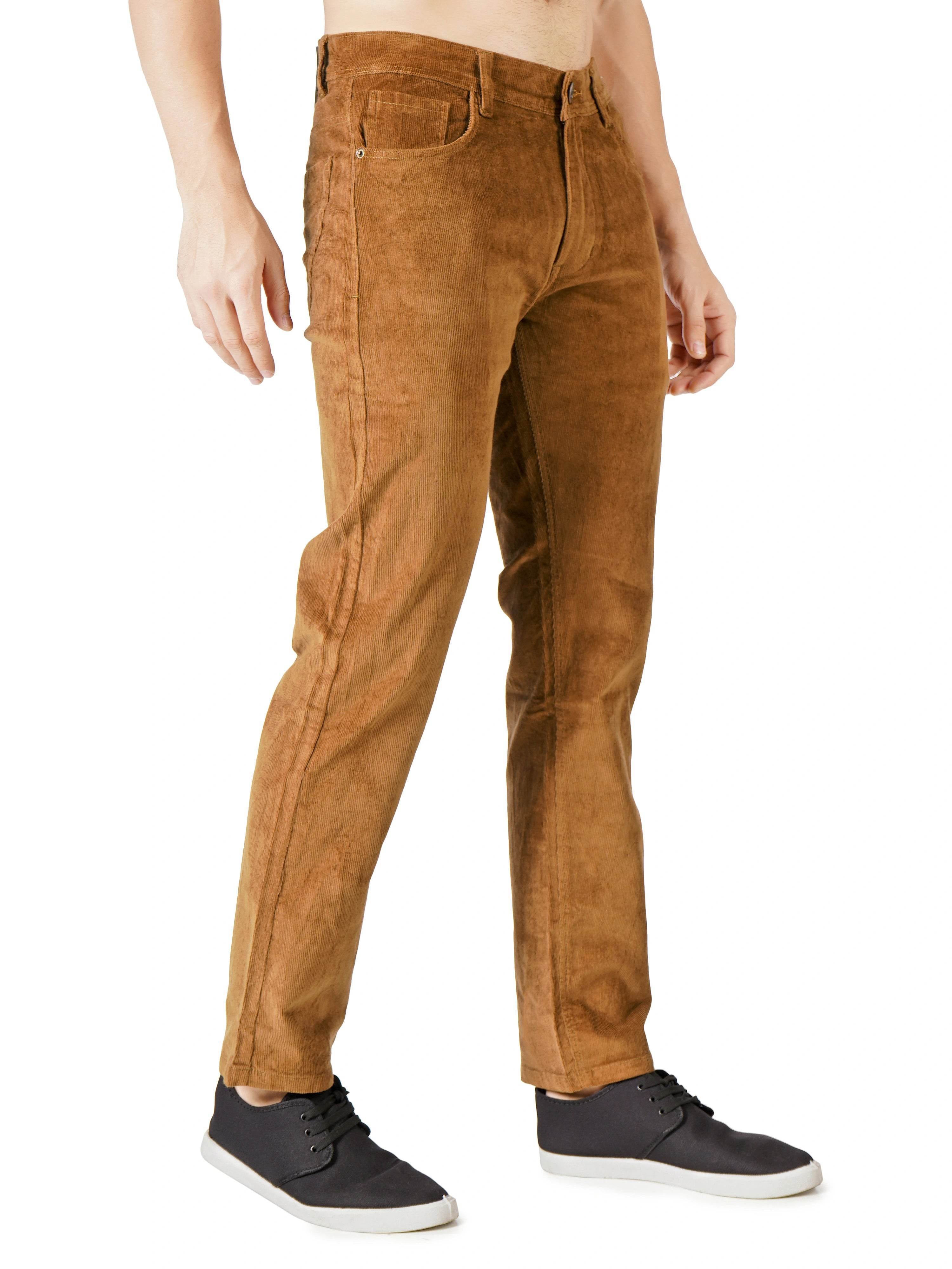 Corduroy Regular Fit Stretchable Jeans – Bronze Tan - Flaked
