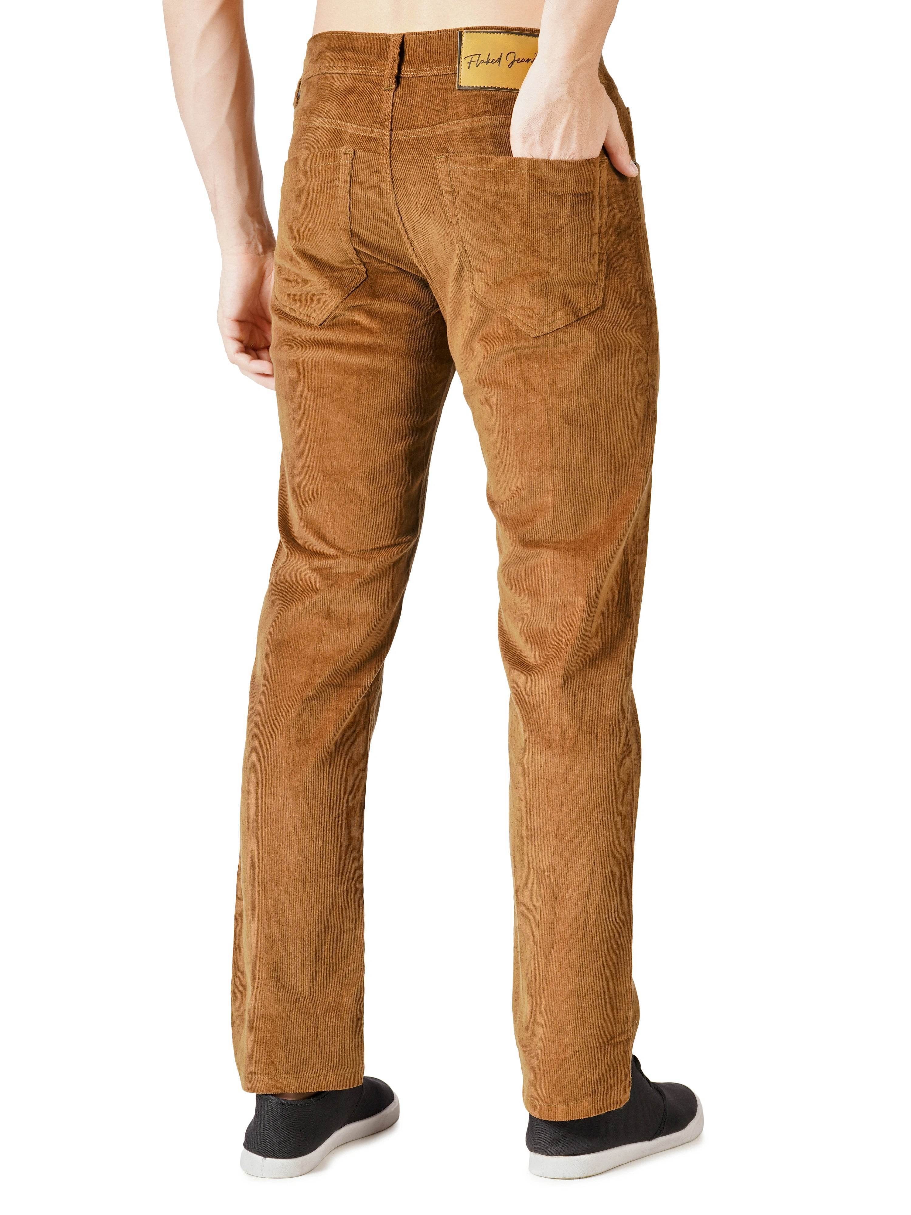 Corduroy Regular Fit Stretchable Jeans – Bronze Tan - Flaked