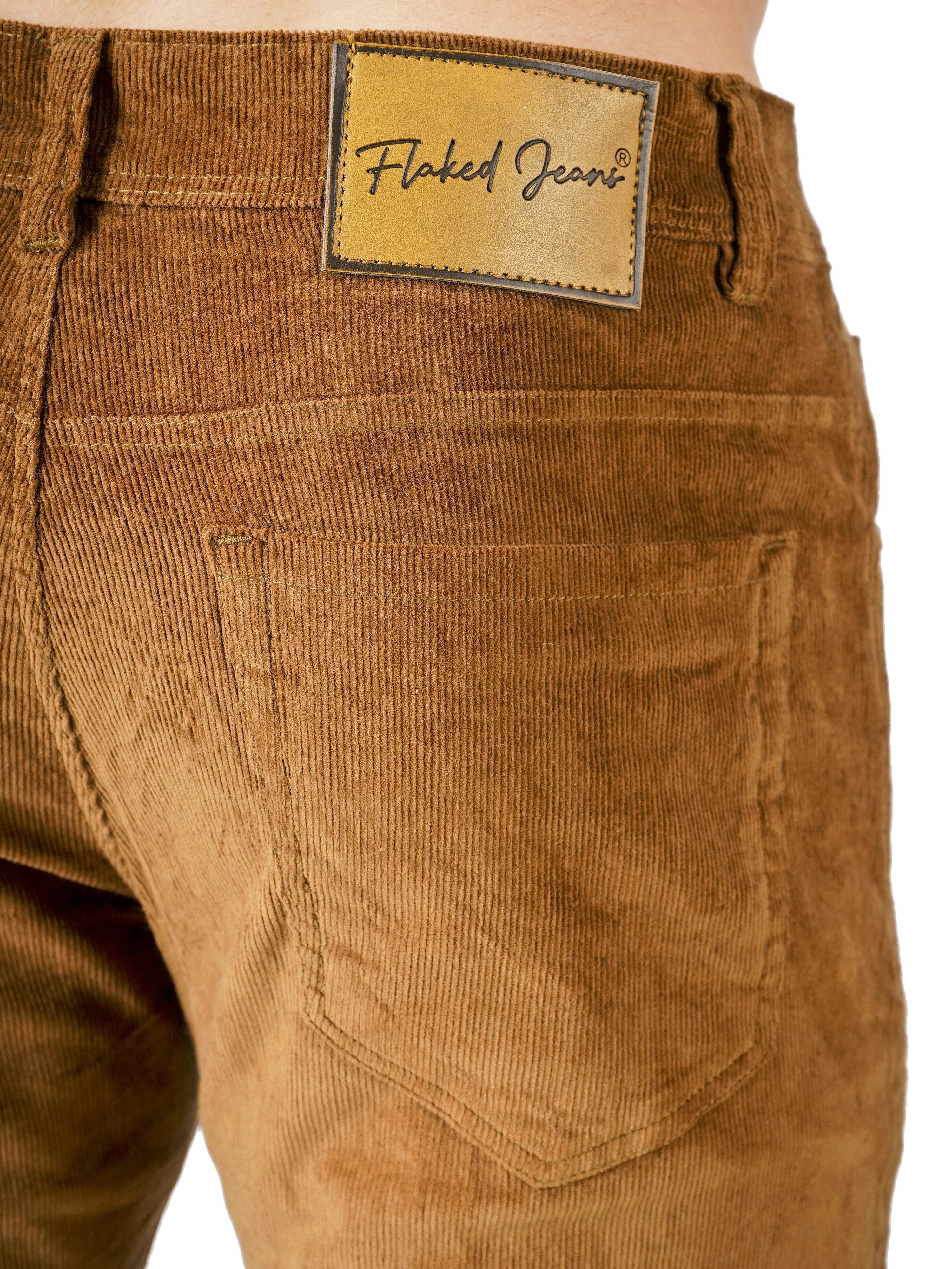 Corduroy Regular Fit Stretchable Jeans – Bronze Tan - Flaked