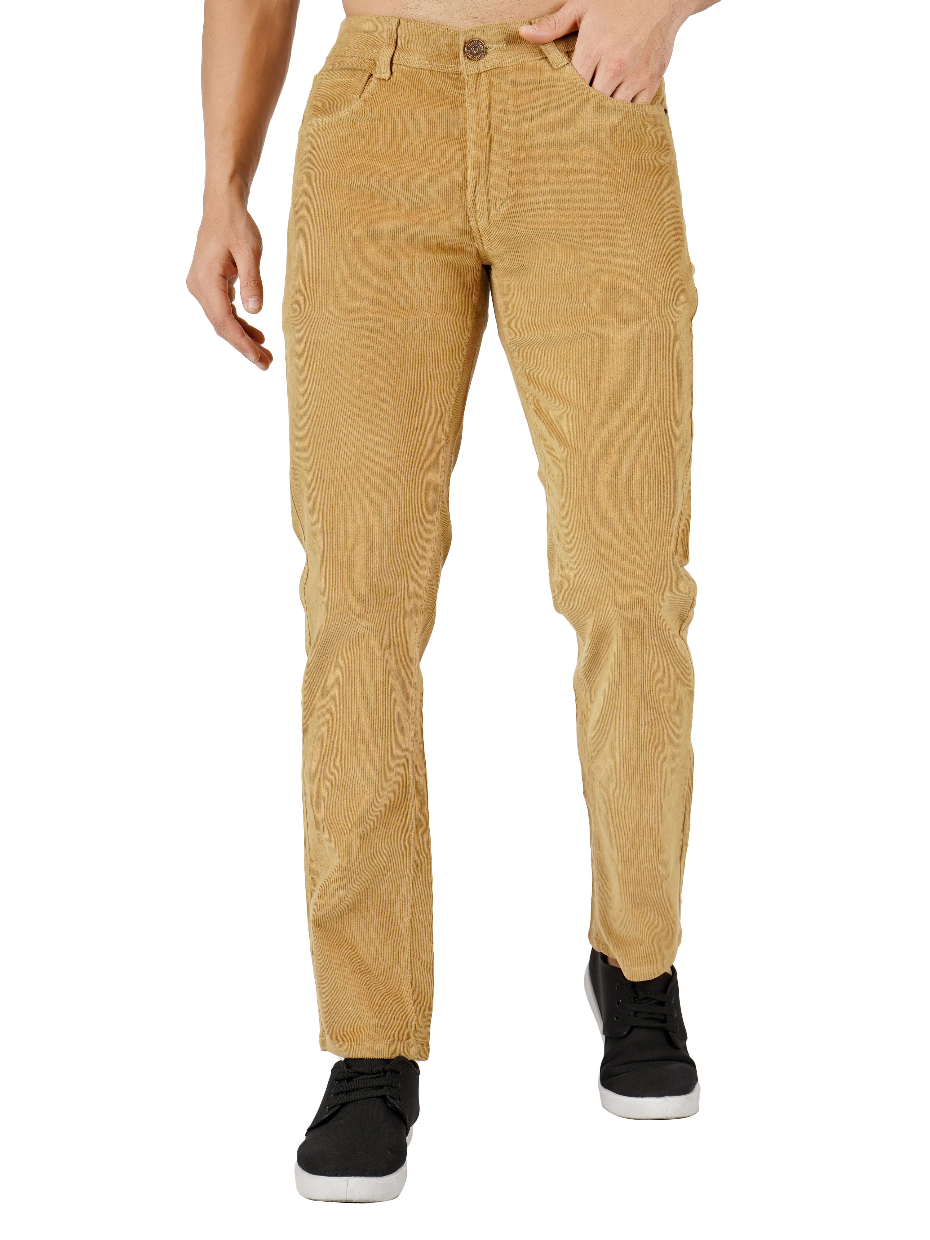 Corduroy Regular Fit Stretchable Jeans – Caramel Tan