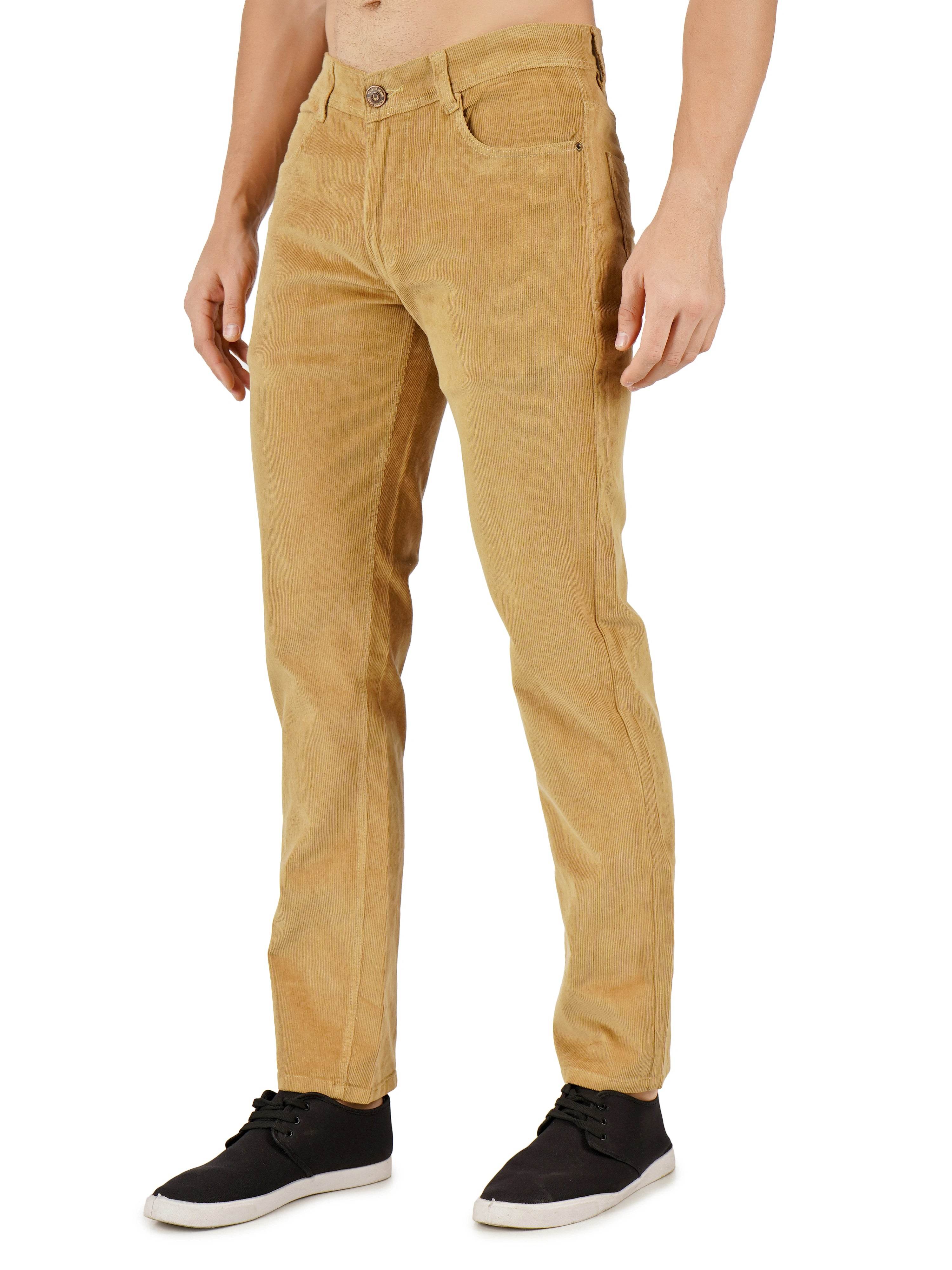 Corduroy Regular Fit Stretchable Jeans – Caramel Tan - Flaked