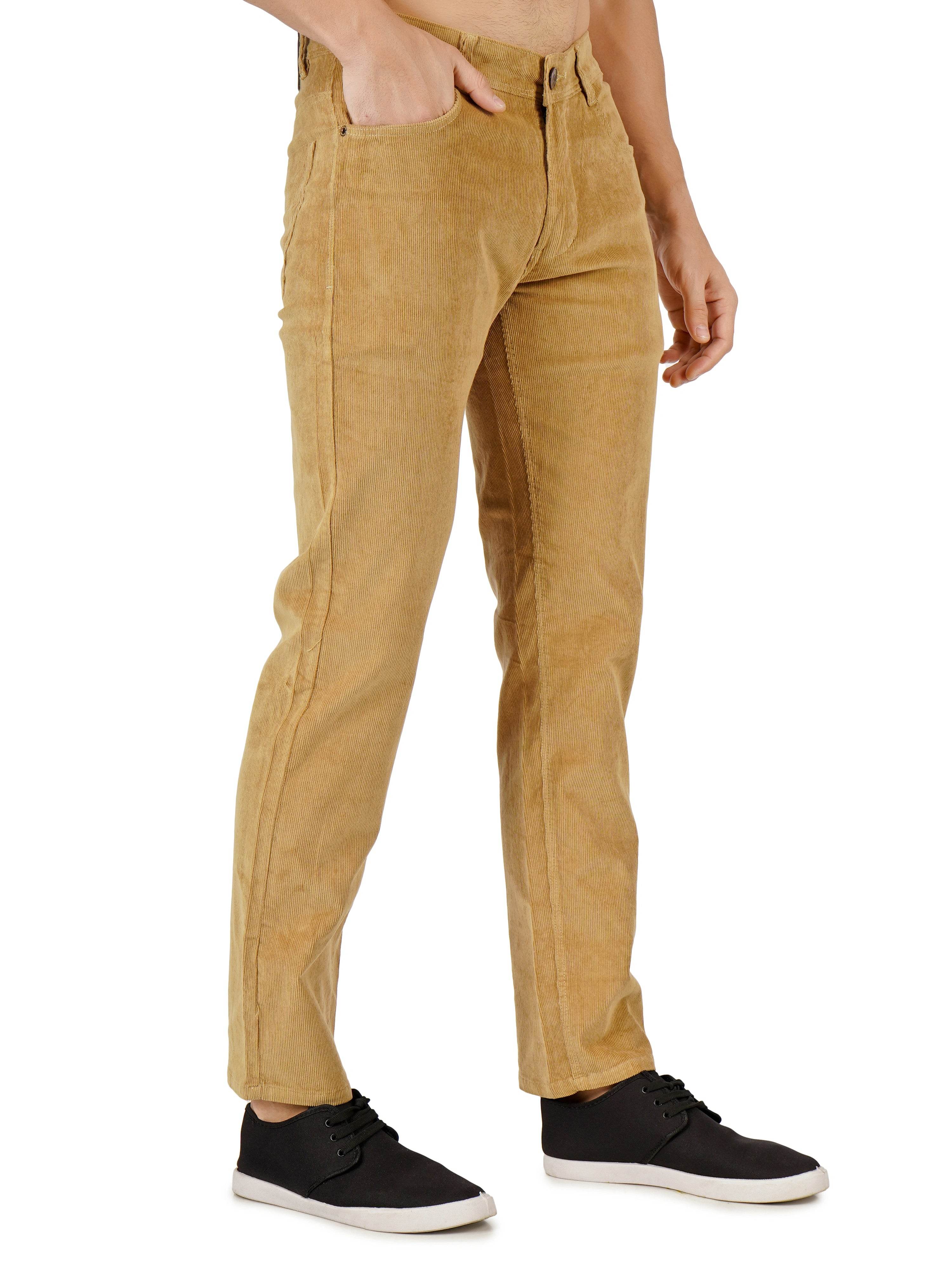 Corduroy Regular Fit Stretchable Jeans – Caramel Tan - Flaked