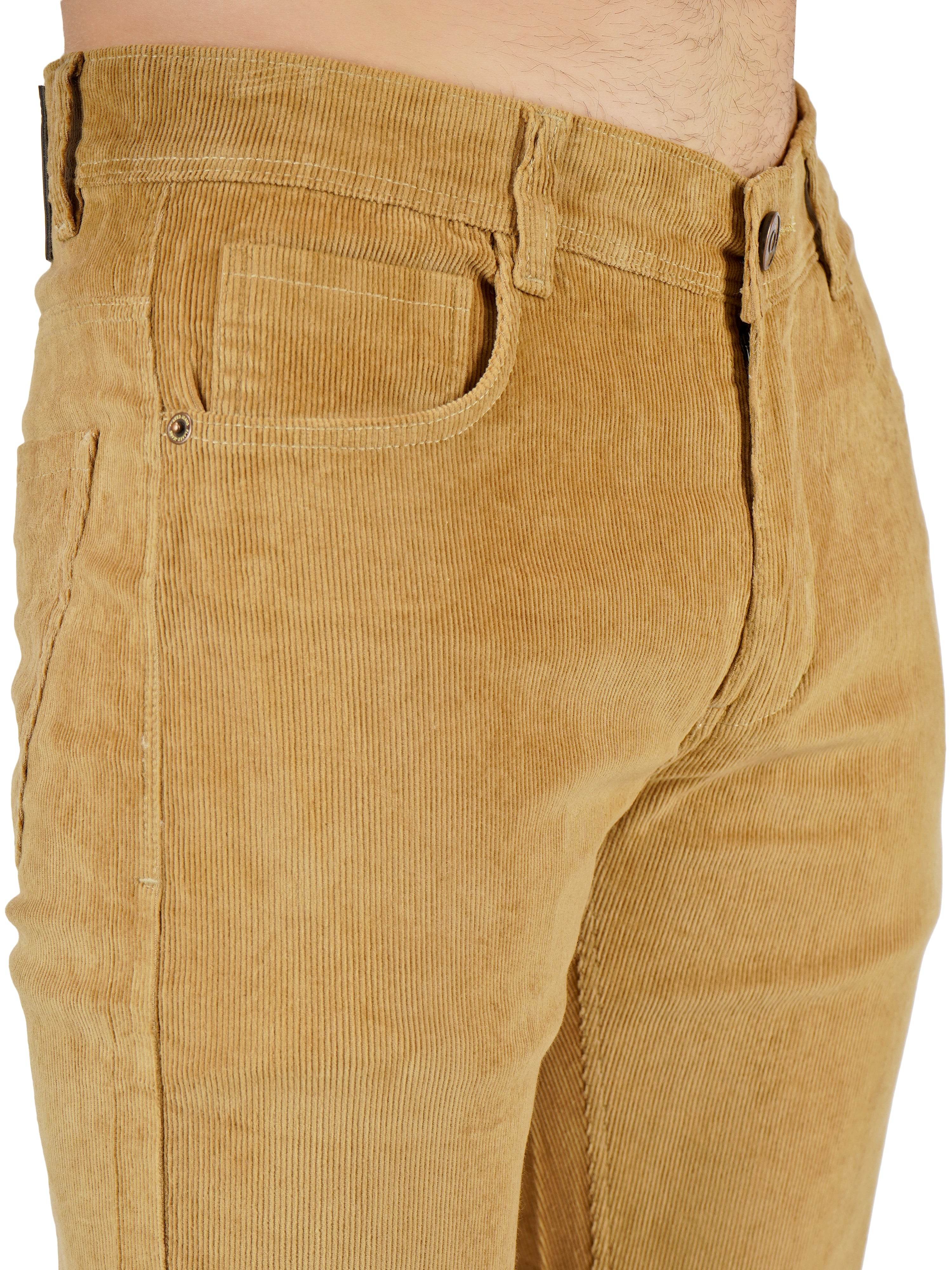 Corduroy Regular Fit Stretchable Jeans – Caramel Tan - Flaked