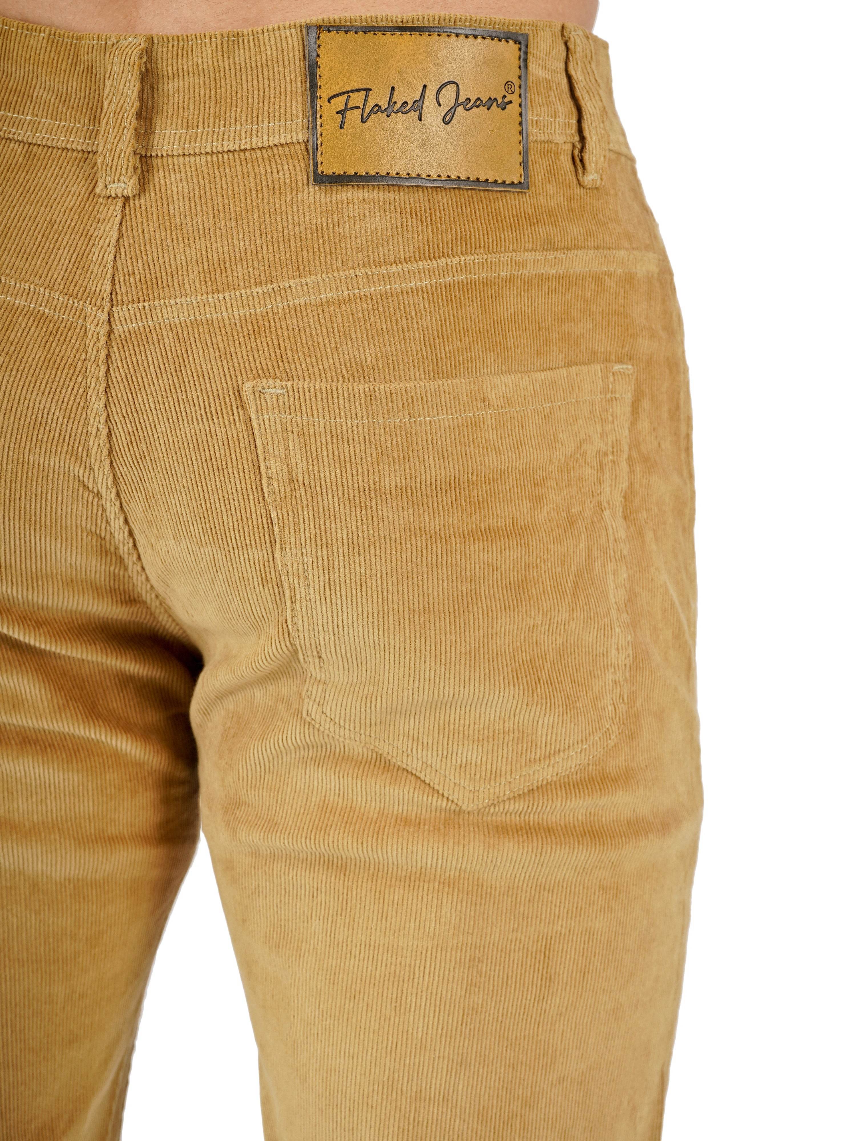 Corduroy Regular Fit Stretchable Jeans – Caramel Tan - Flaked